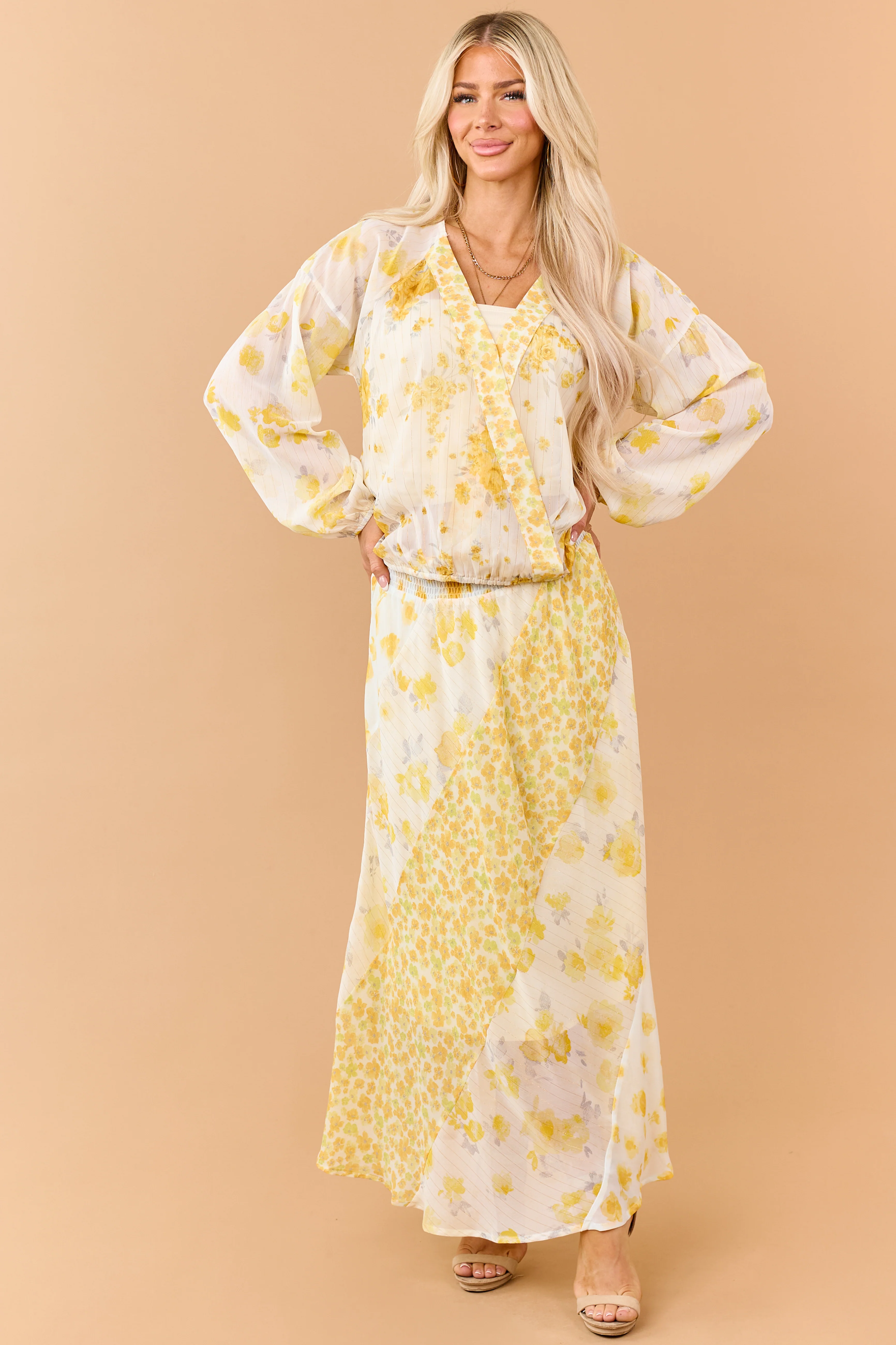 Amber Mixed Floral Print Smocked Waist Maxi Skirt - Image 5
