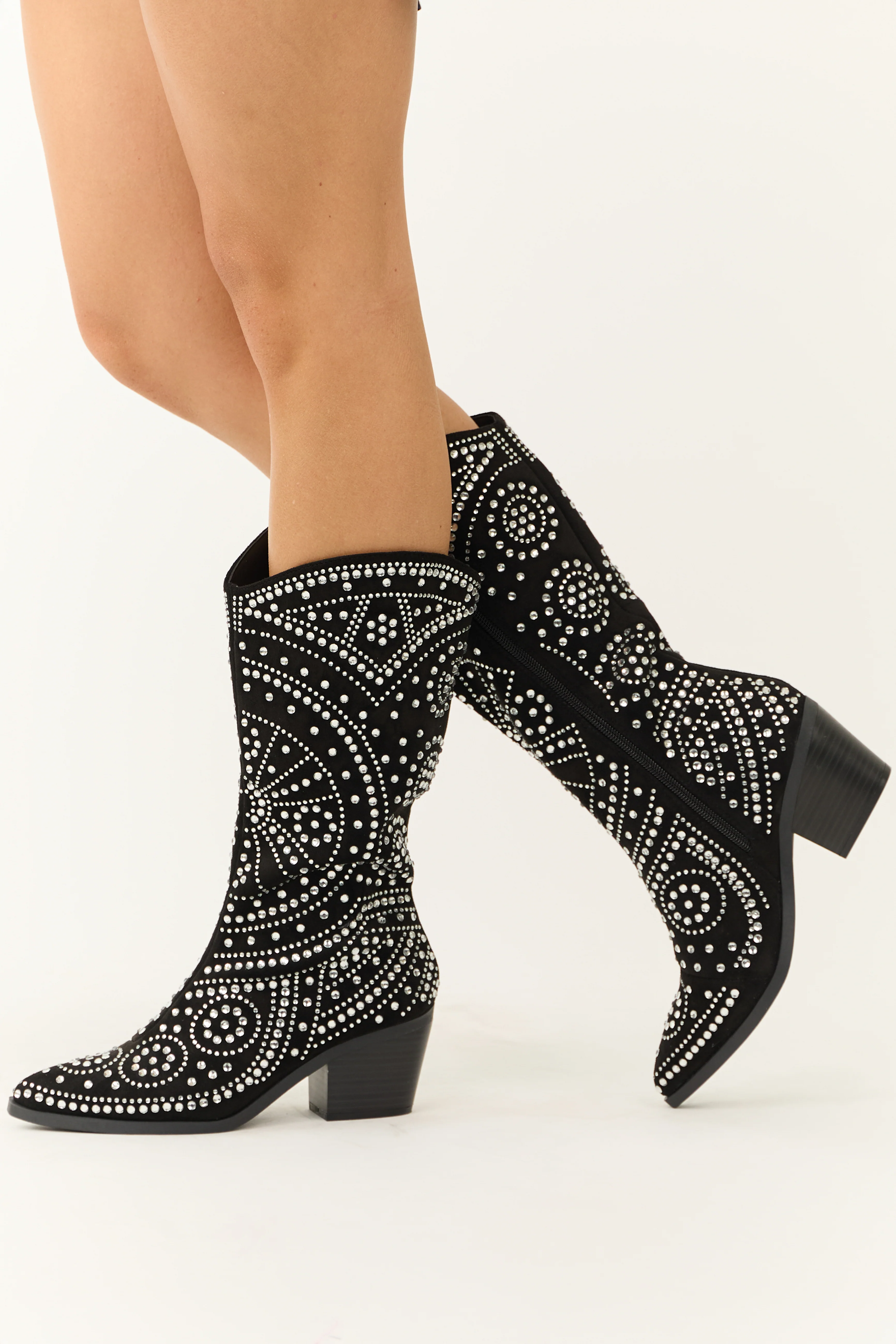 Black Rhinestone Studded Western Boots - Image 5