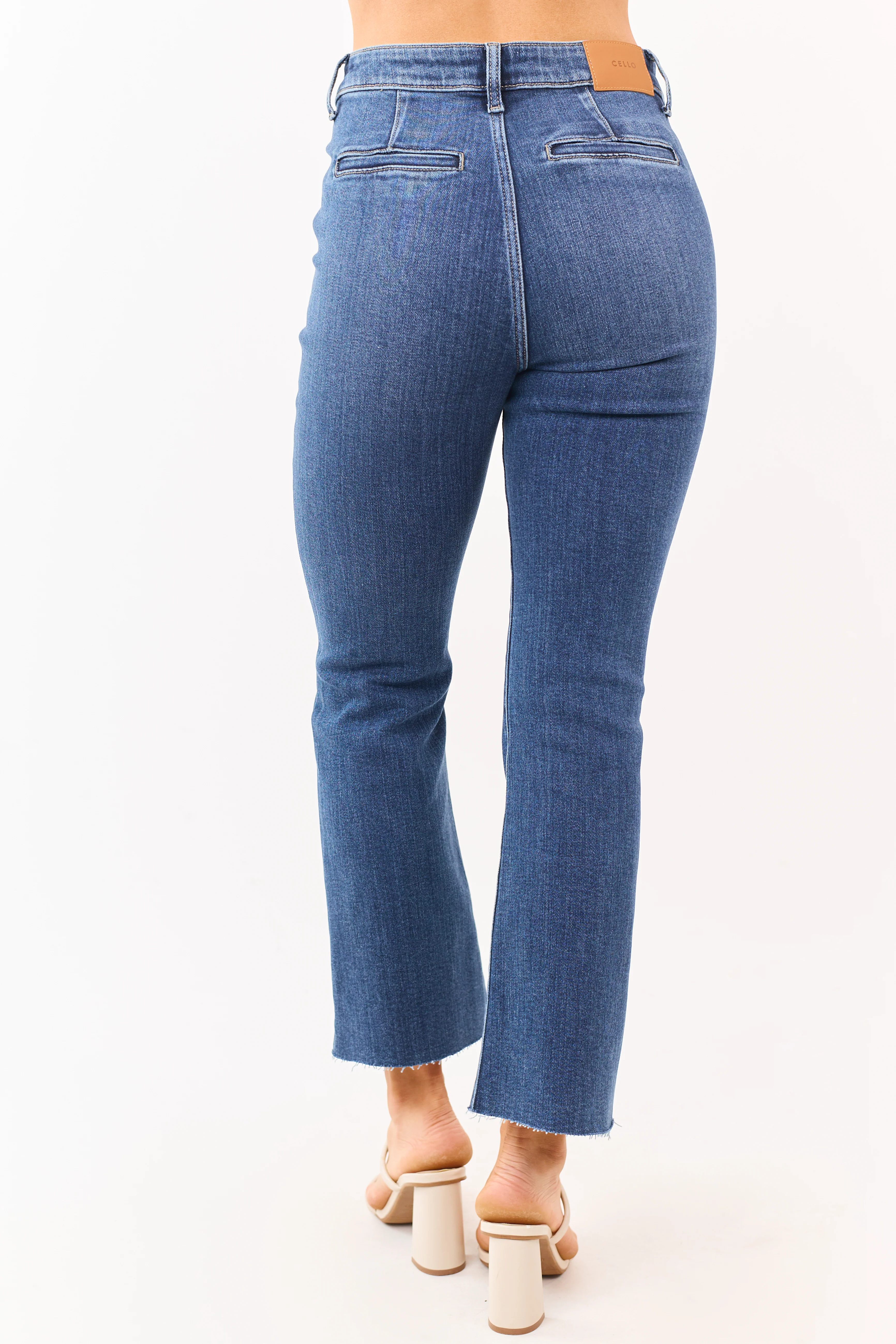 Cello Dark Wash High Rise Stretchy Flare Jeans - Image 4