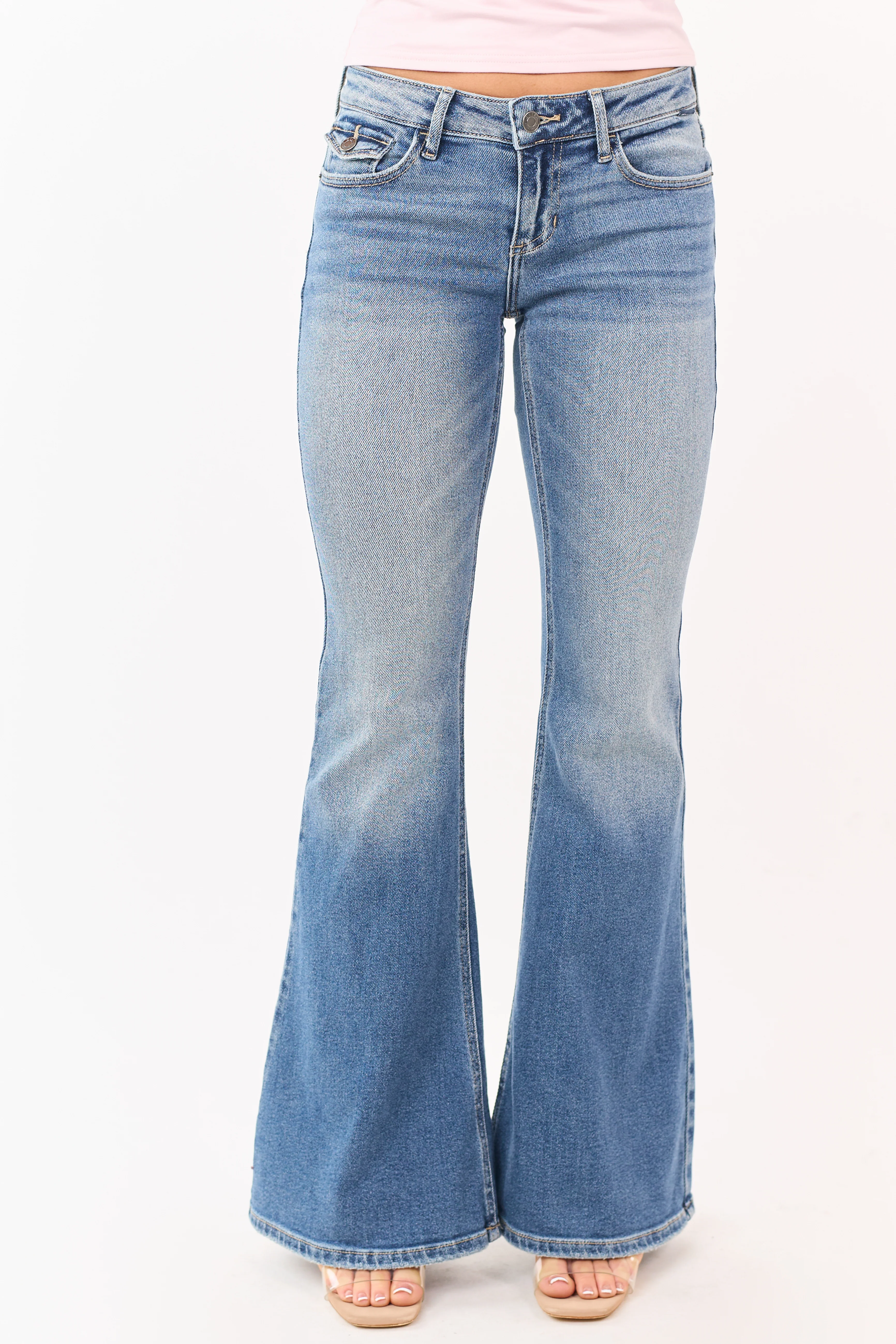Cello Medium Stone Wash Stretchy Flare Leg Jeans - Image 2
