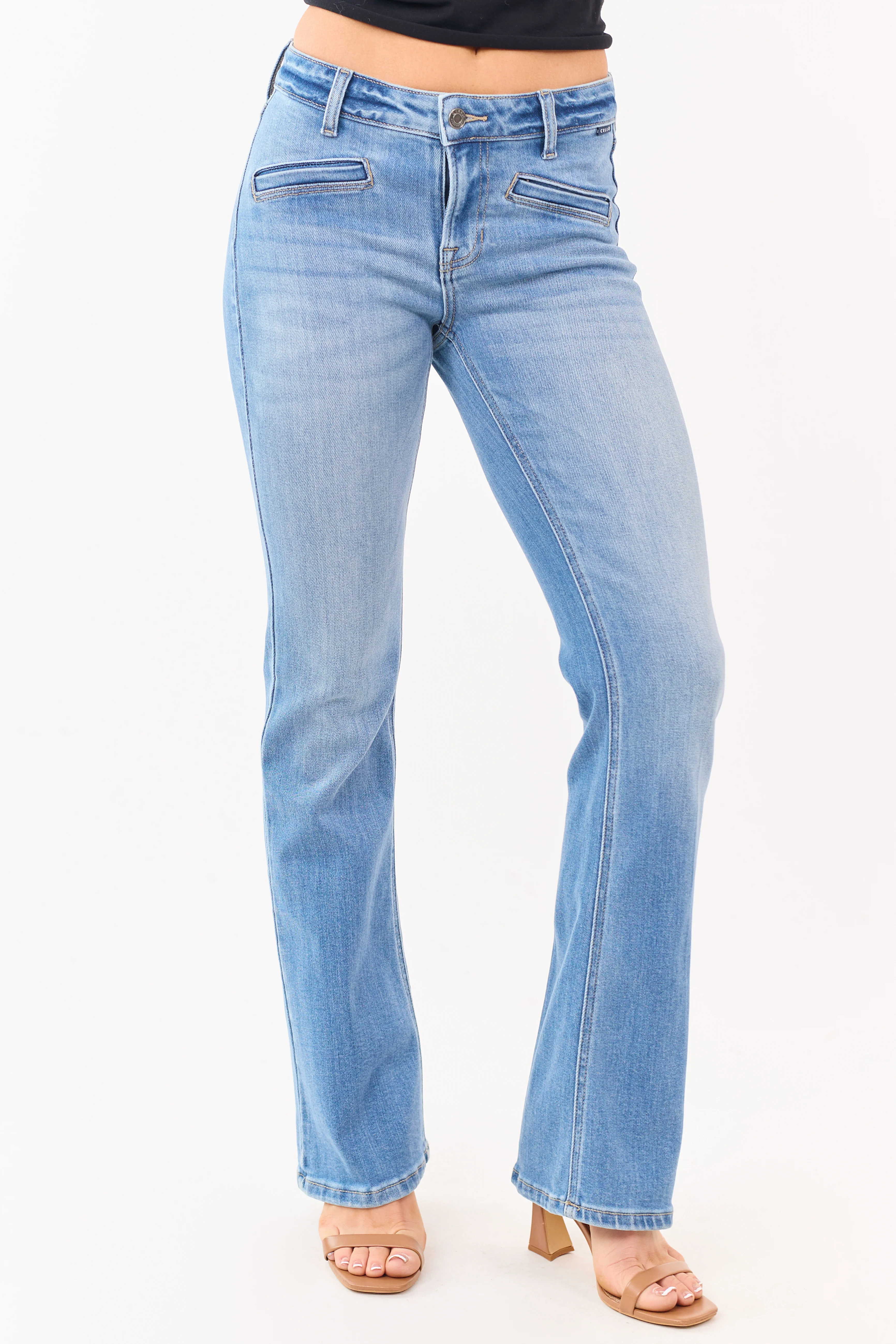 Cello Medium Wash Mid Rise Stretchy Bootcut Jeans