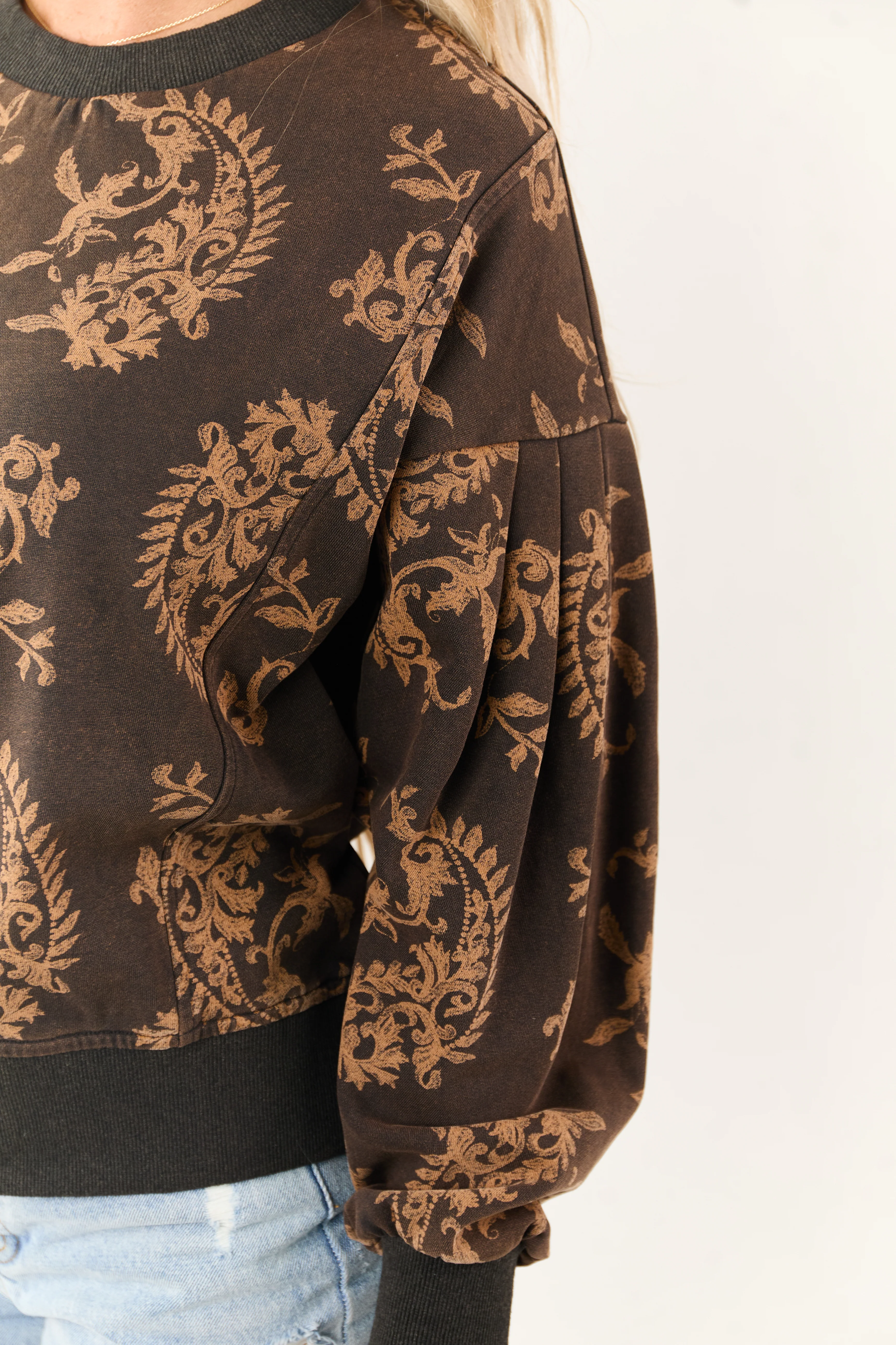 Cocoa Paisley Print Crew Neck Sweatshirt - Image 6