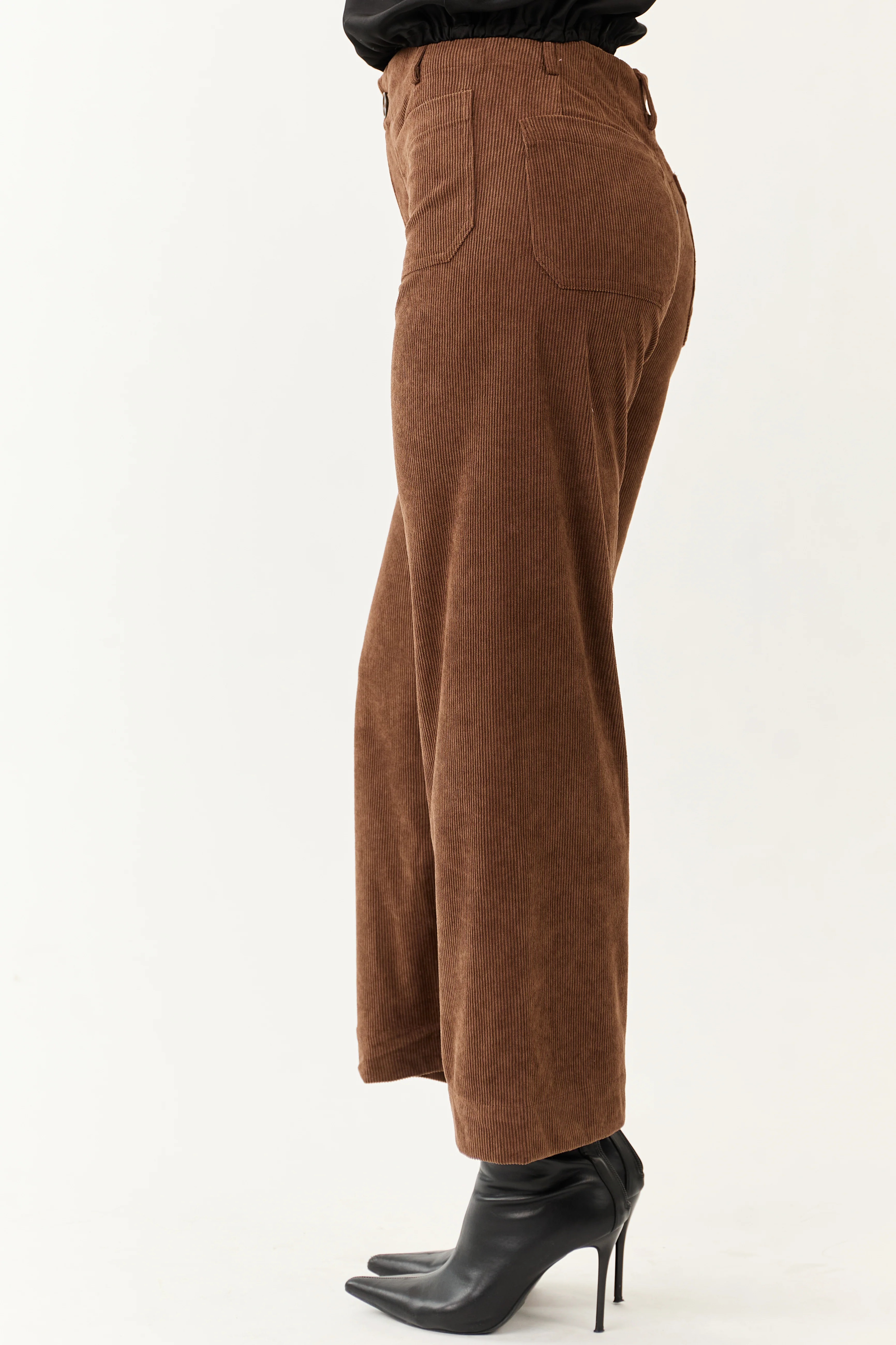 Cocoa Patch Pocket Corduroy Wide Leg Cropped Pants - Image 3