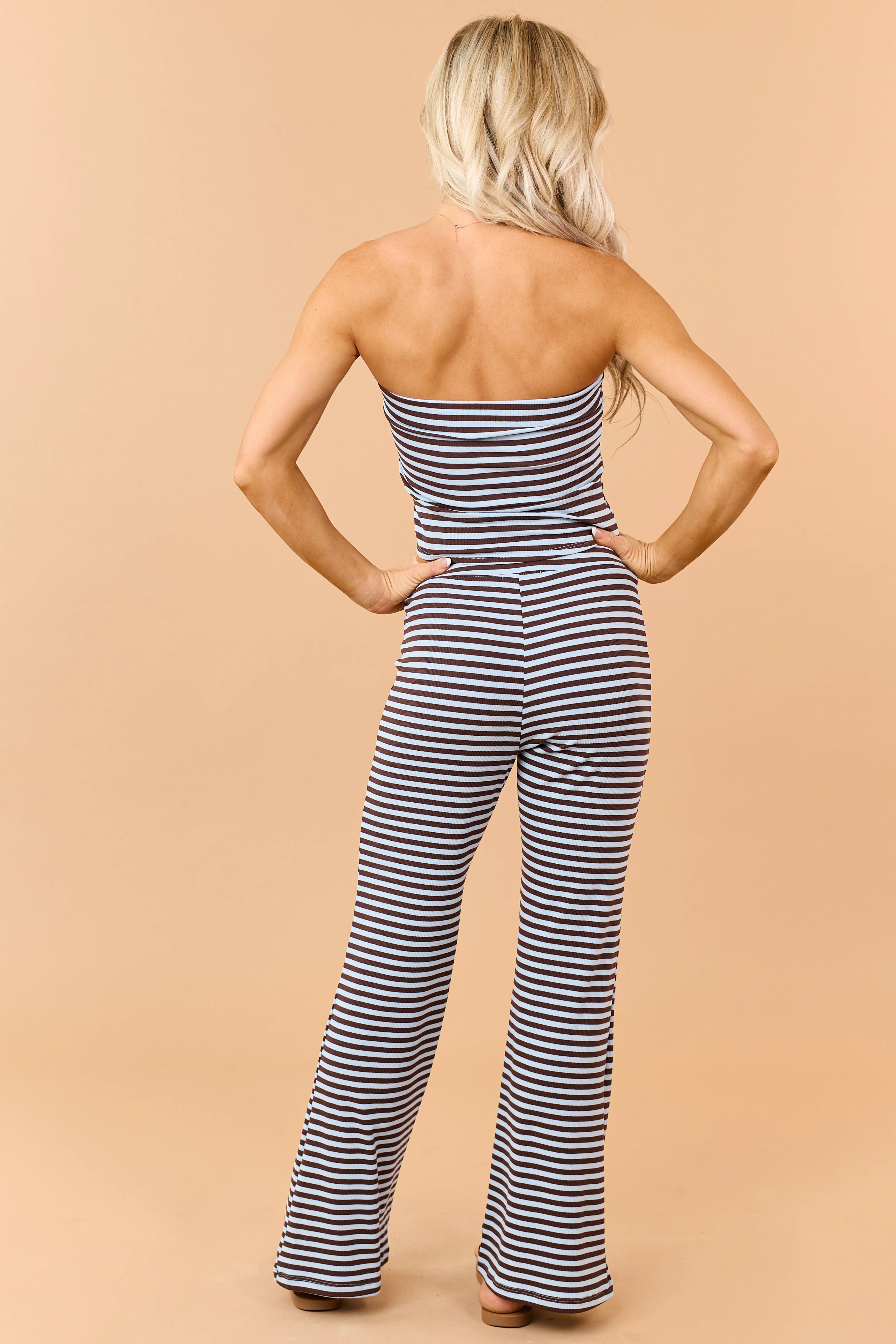 Cocoa Striped Strapless Top and Knit Pants Set - Image 7