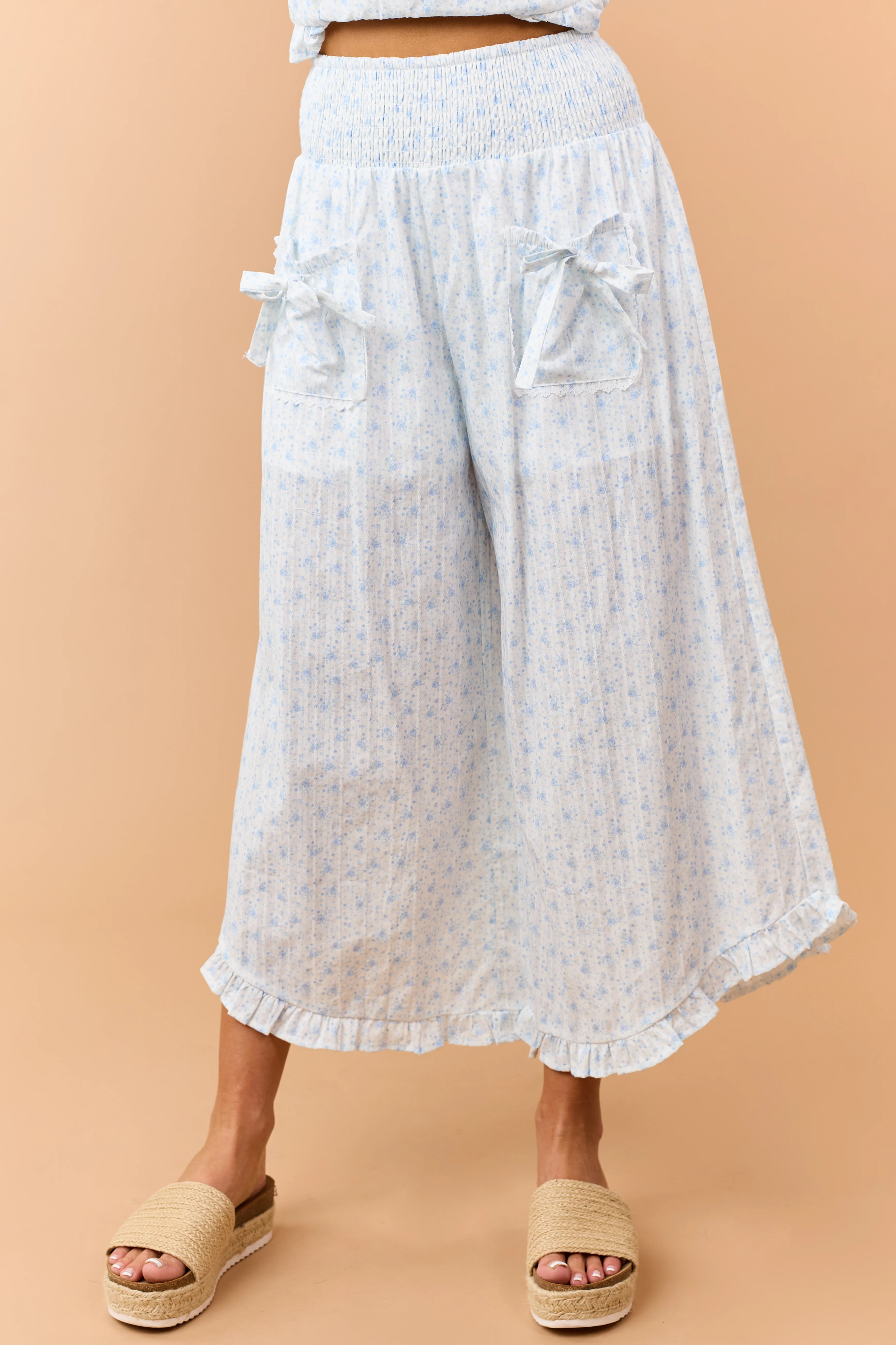 Cornflower Cotton Floral Tank Top and Pants Set - Image 5