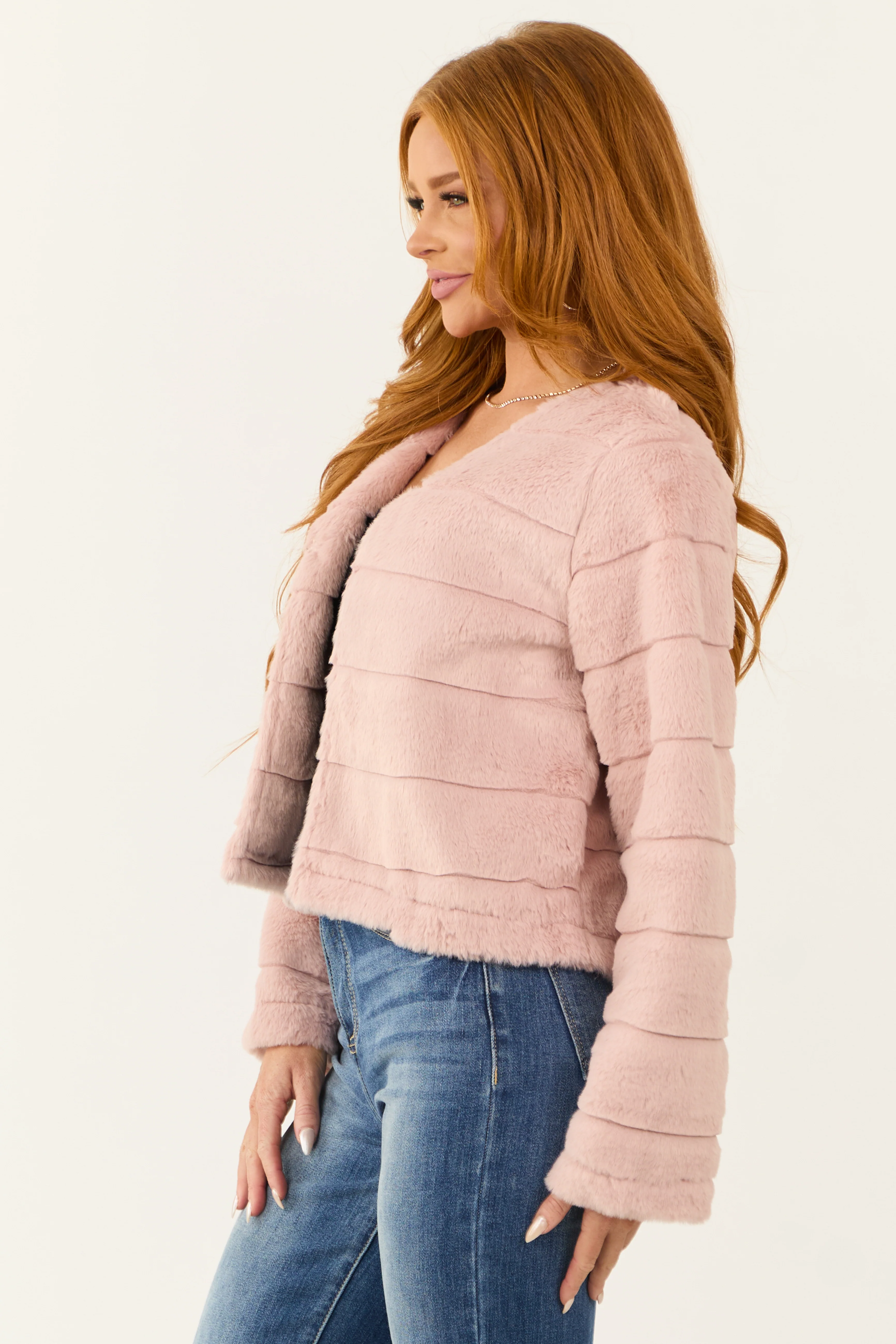 Dusty Blush Fuzzy Soft Long Sleeve Jacket - Image 4