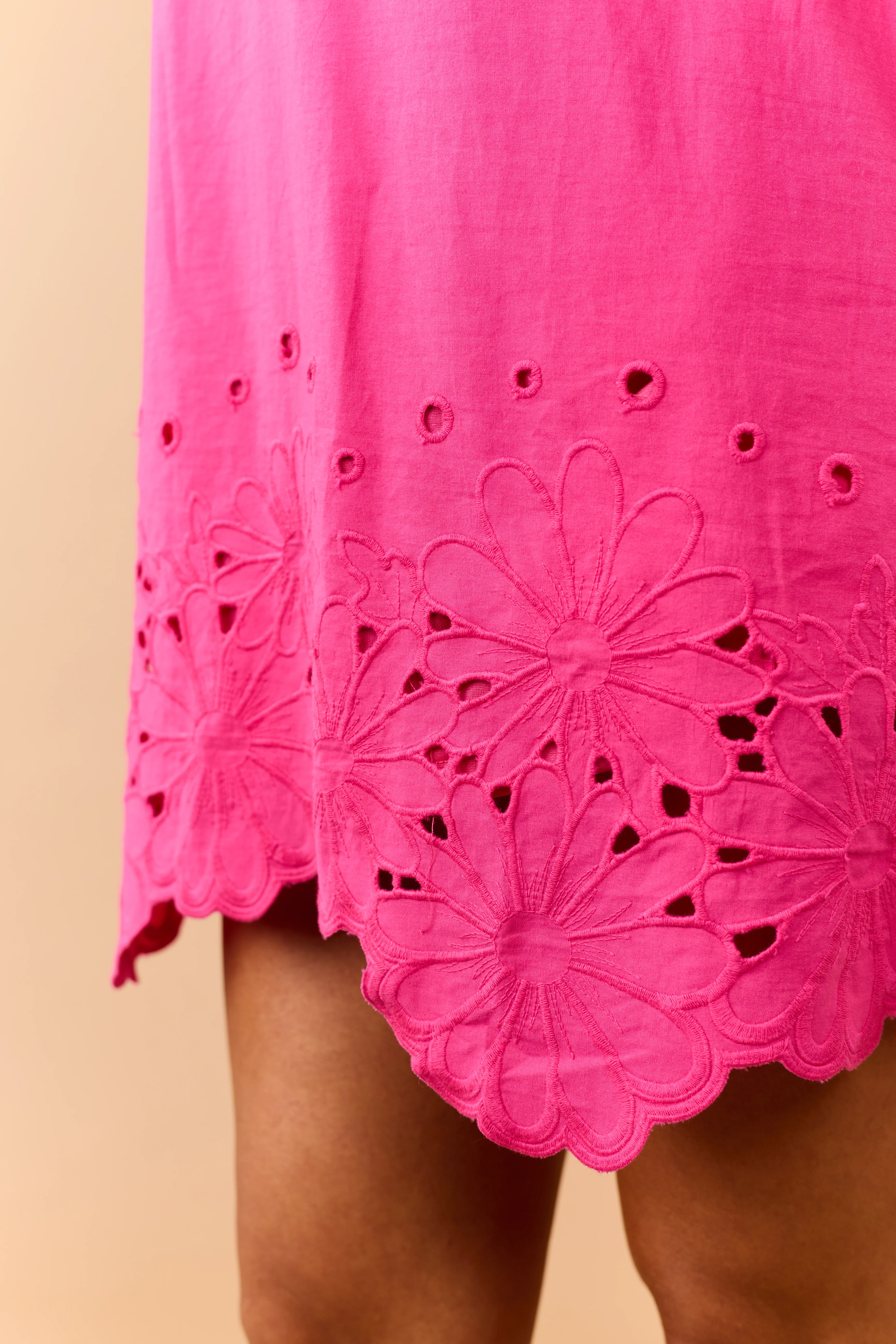 Entro Hot Pink Cotton Floral Hem Short Dress - Image 6