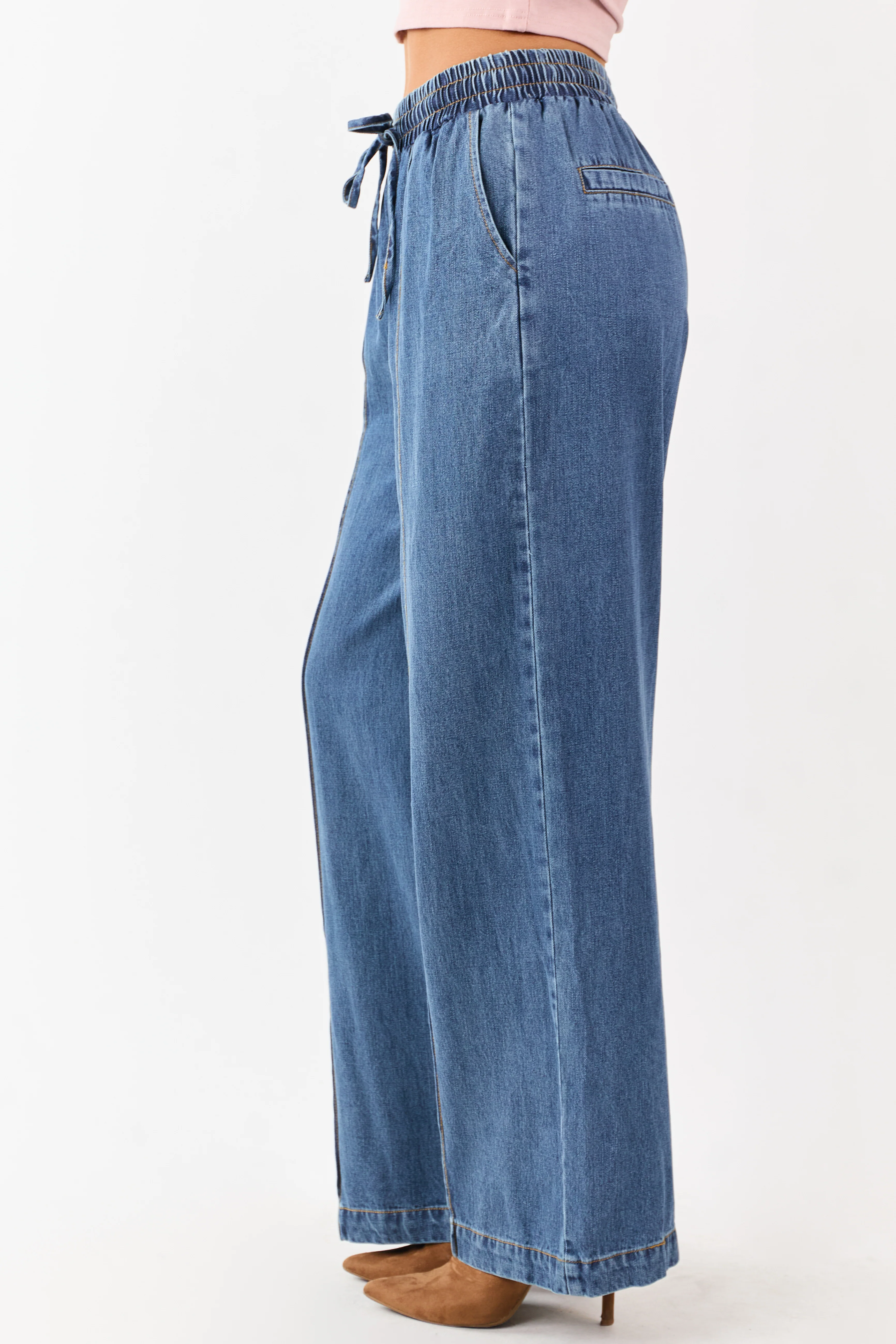 Flying Tomato Medium Wash Wide Leg Denim Pants - Image 3