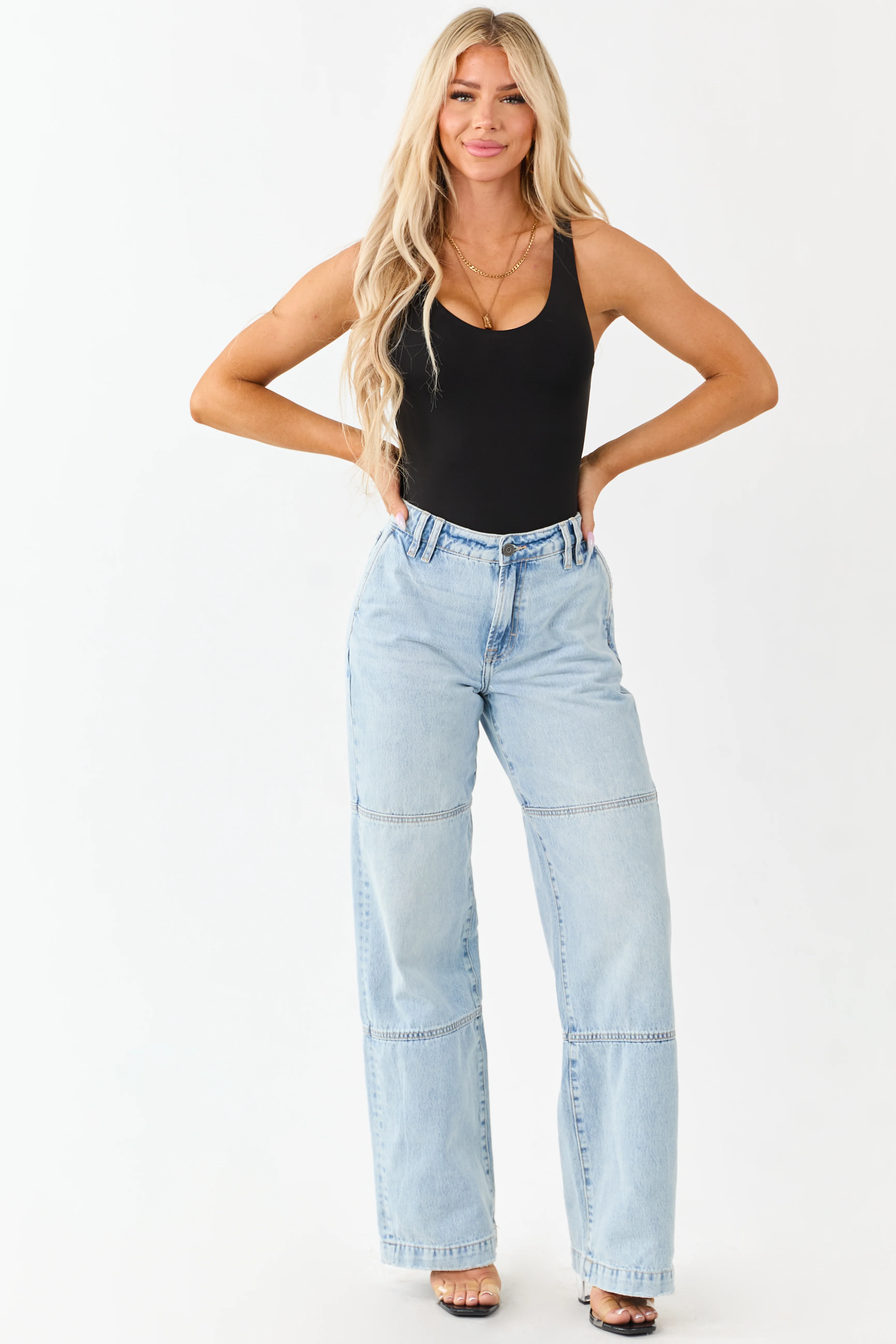 Hidden Light Wash High Rise Relaxed Straight Jeans - Image 3
