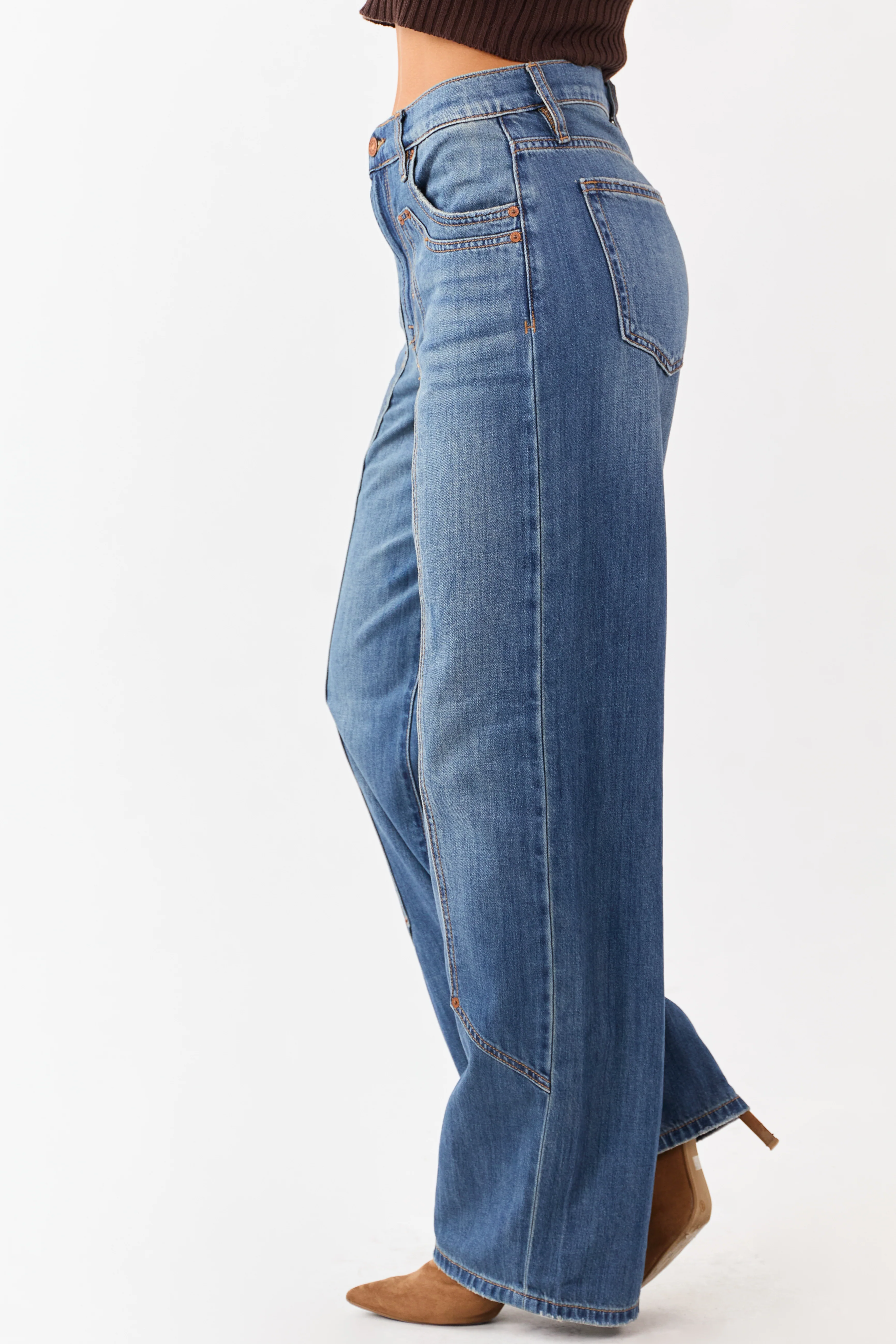 Hidden Medium Wash Wide Leg High Rise Jeans - Image 7