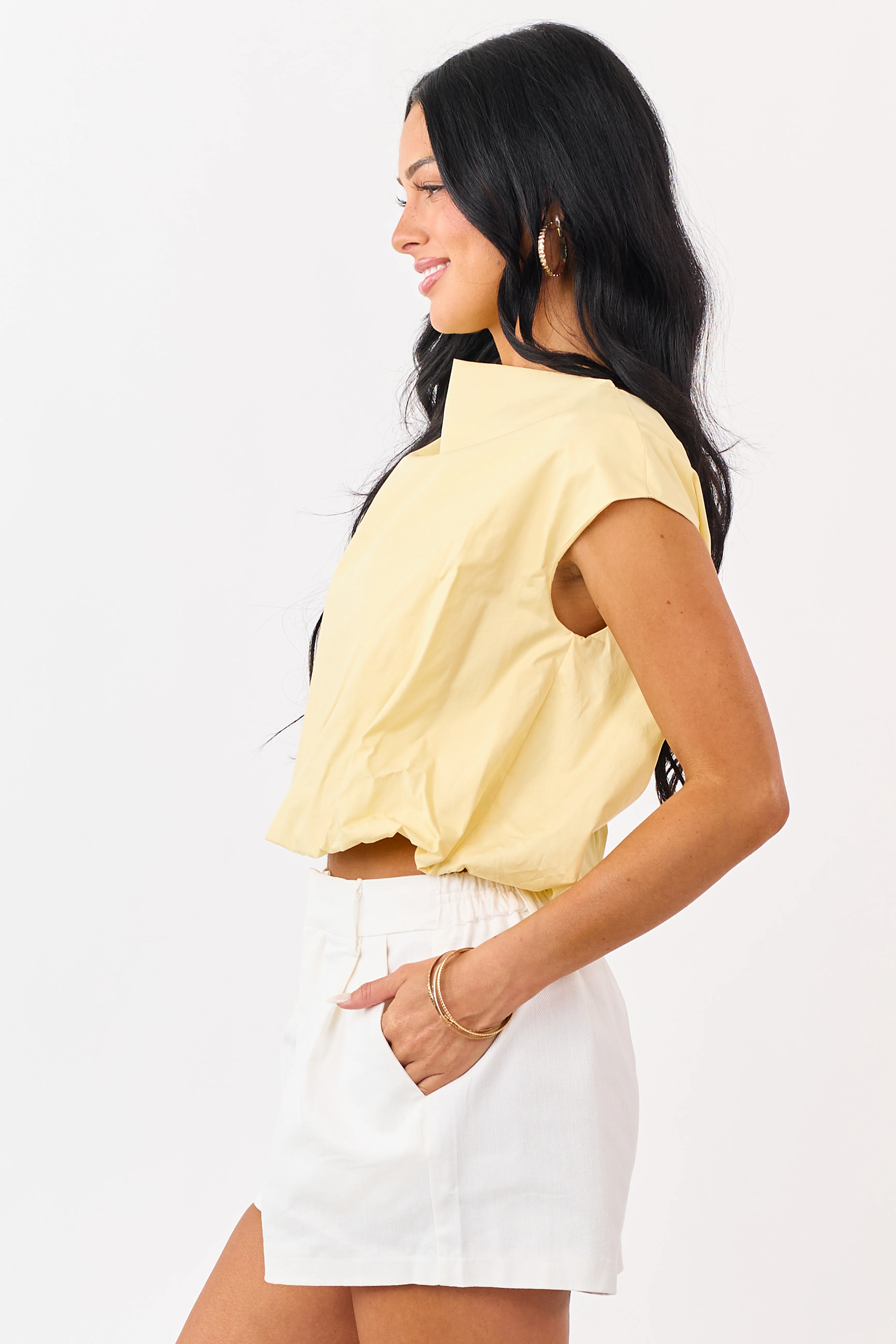 Honeysuckle Cotton Bubble Hem Boxy Top - Image 4