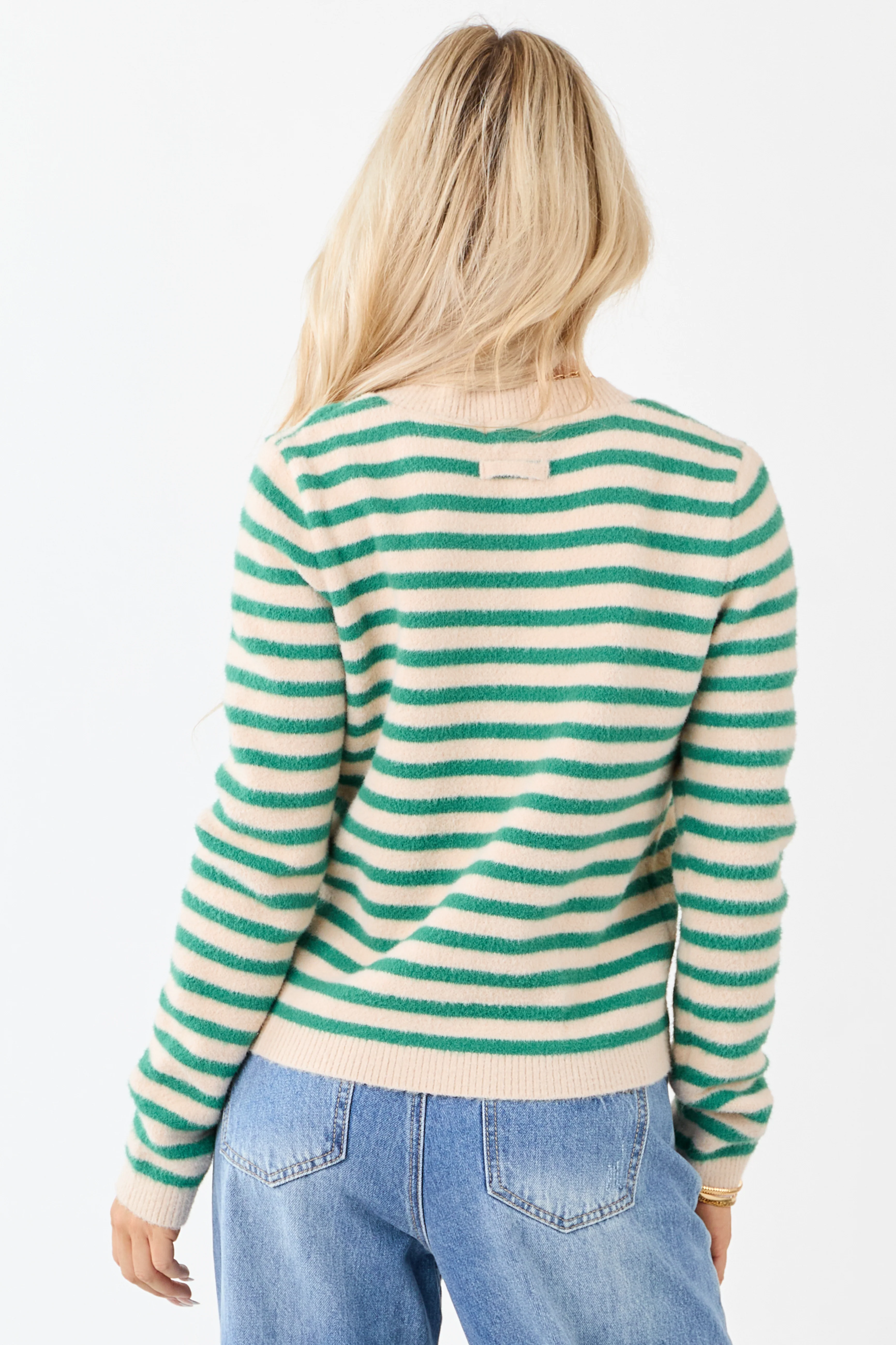 Jade and Champagne Striped Button Up Cardigan - Image 6