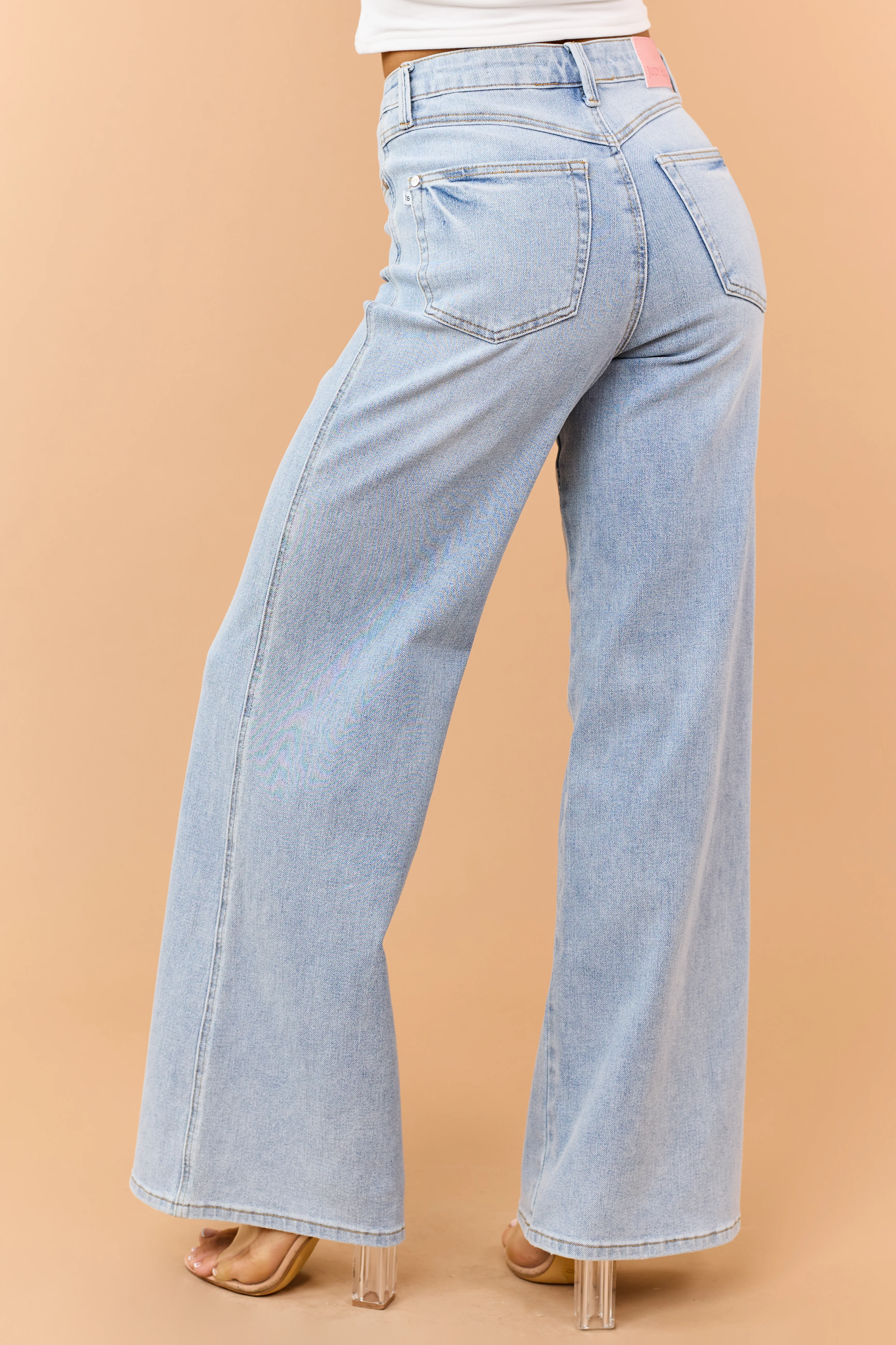 Judy Blue Light Wash Wide Leg Tummy Control Jeans - Image 4