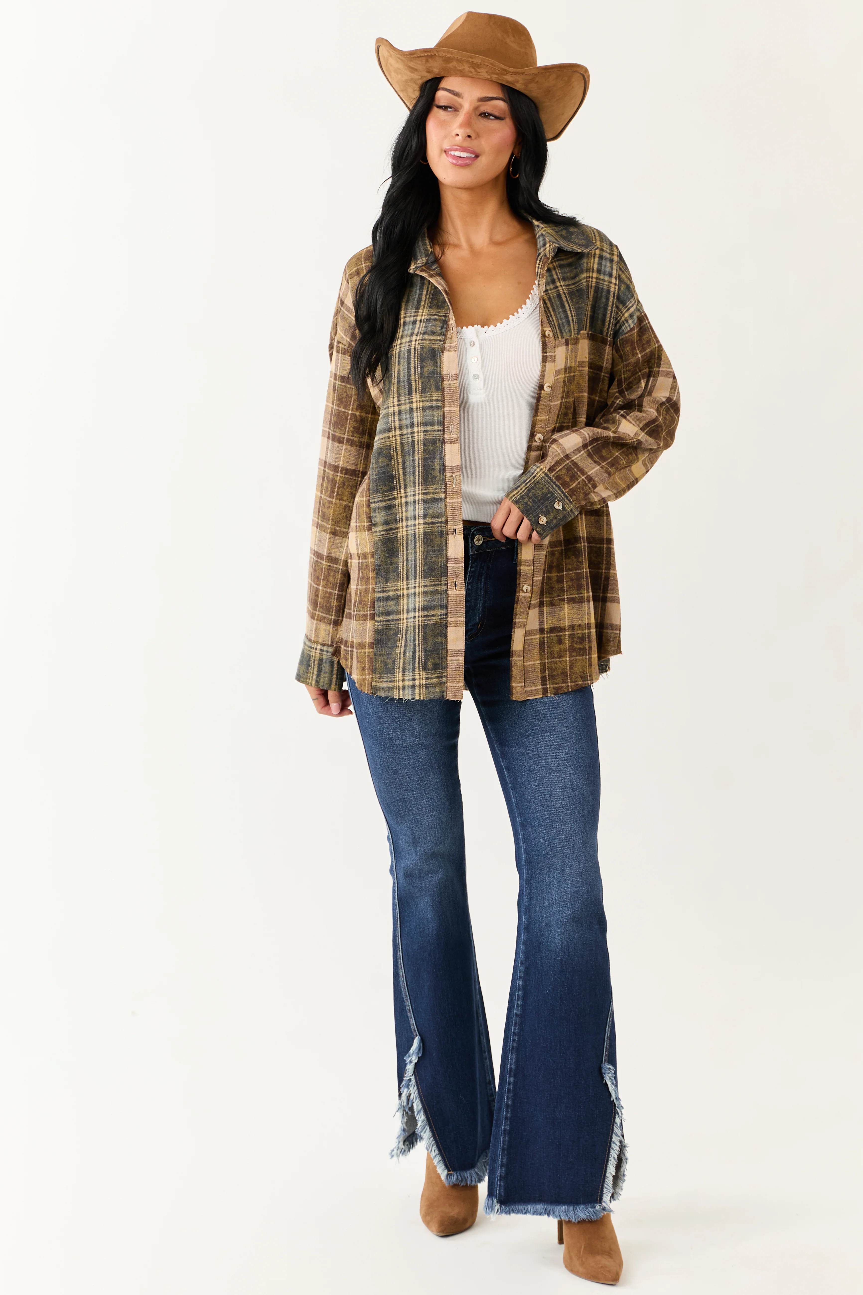 KanCan Dark Wash Frayed Hem Stretchy Bootcut Jeans - Image 8