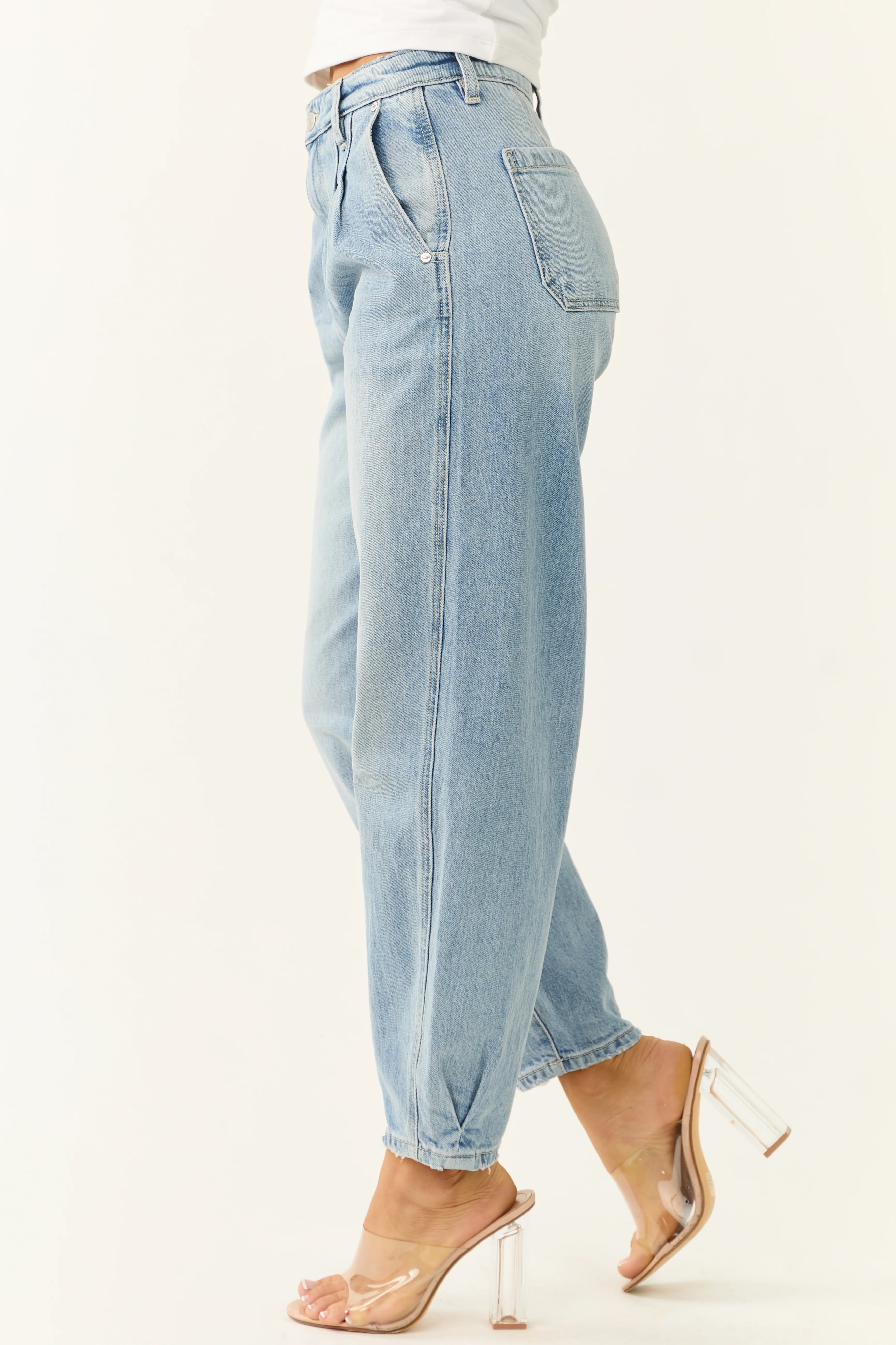 KanCan Light Wash High Rise Tapered Barrel Jeans - Image 3
