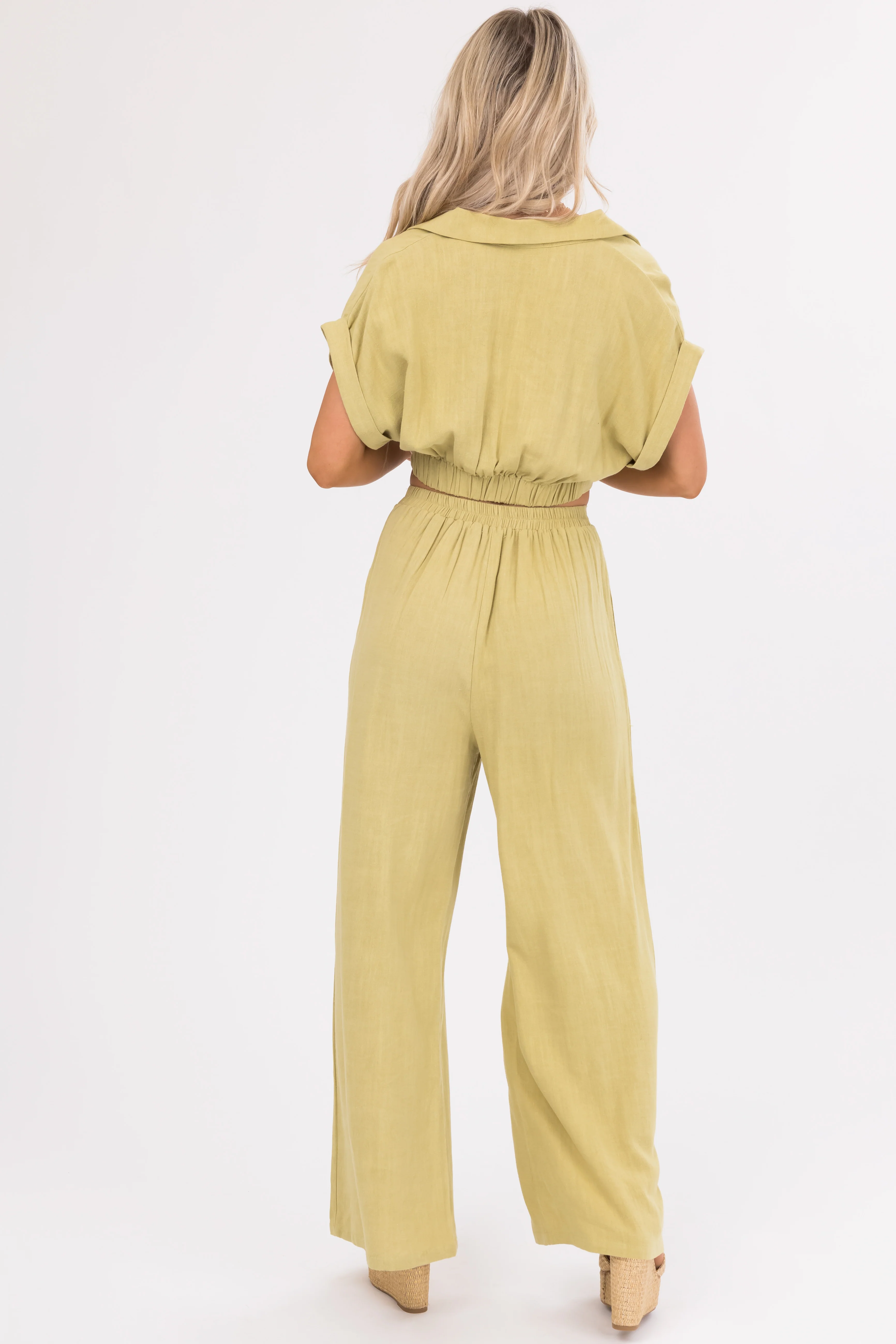 Key Lime Crop Top and Wide Leg Pants Set - Image 6