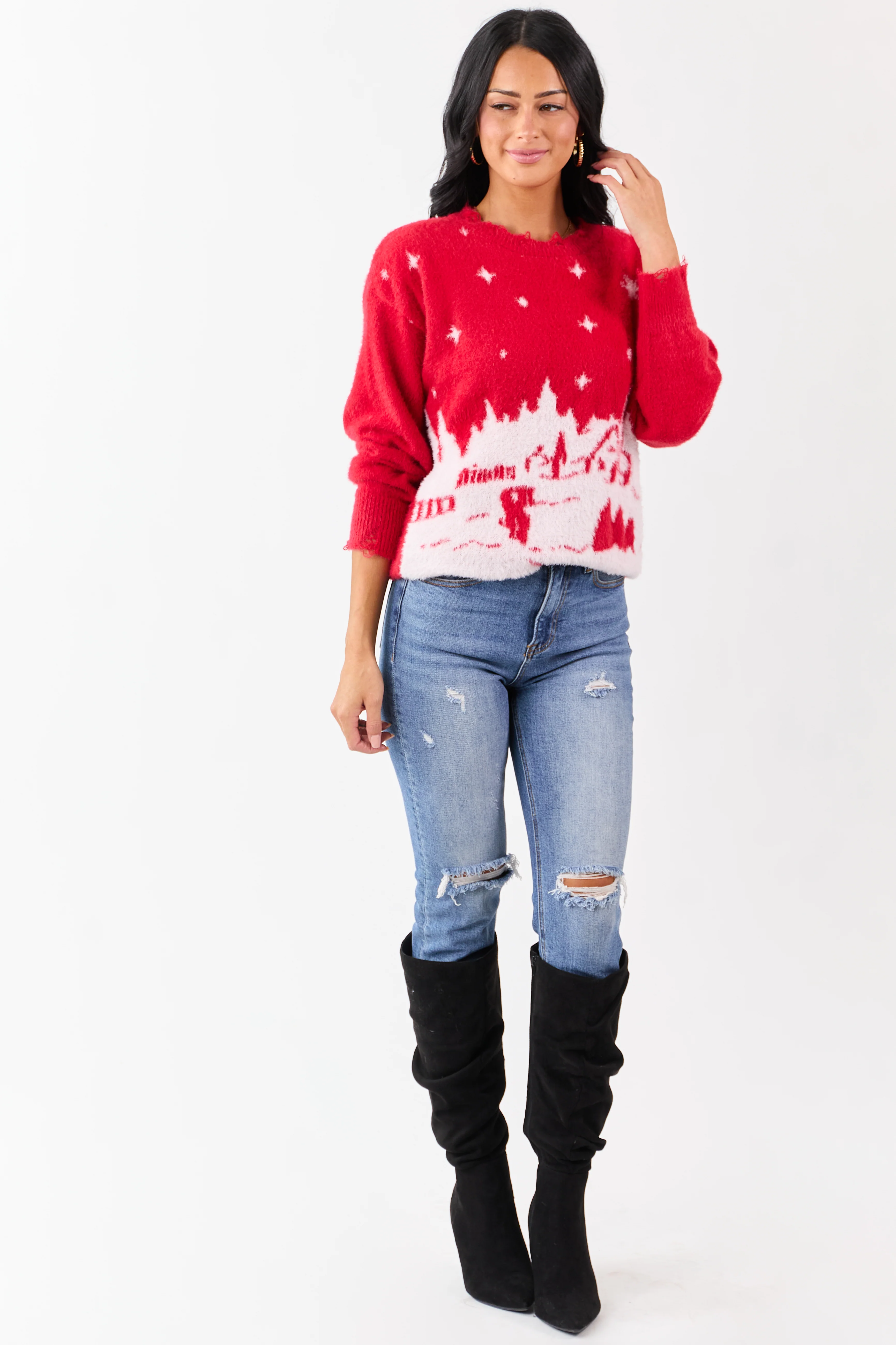 Lovelo Pomegranate Festive Snow Scenery Sweater - Image 3