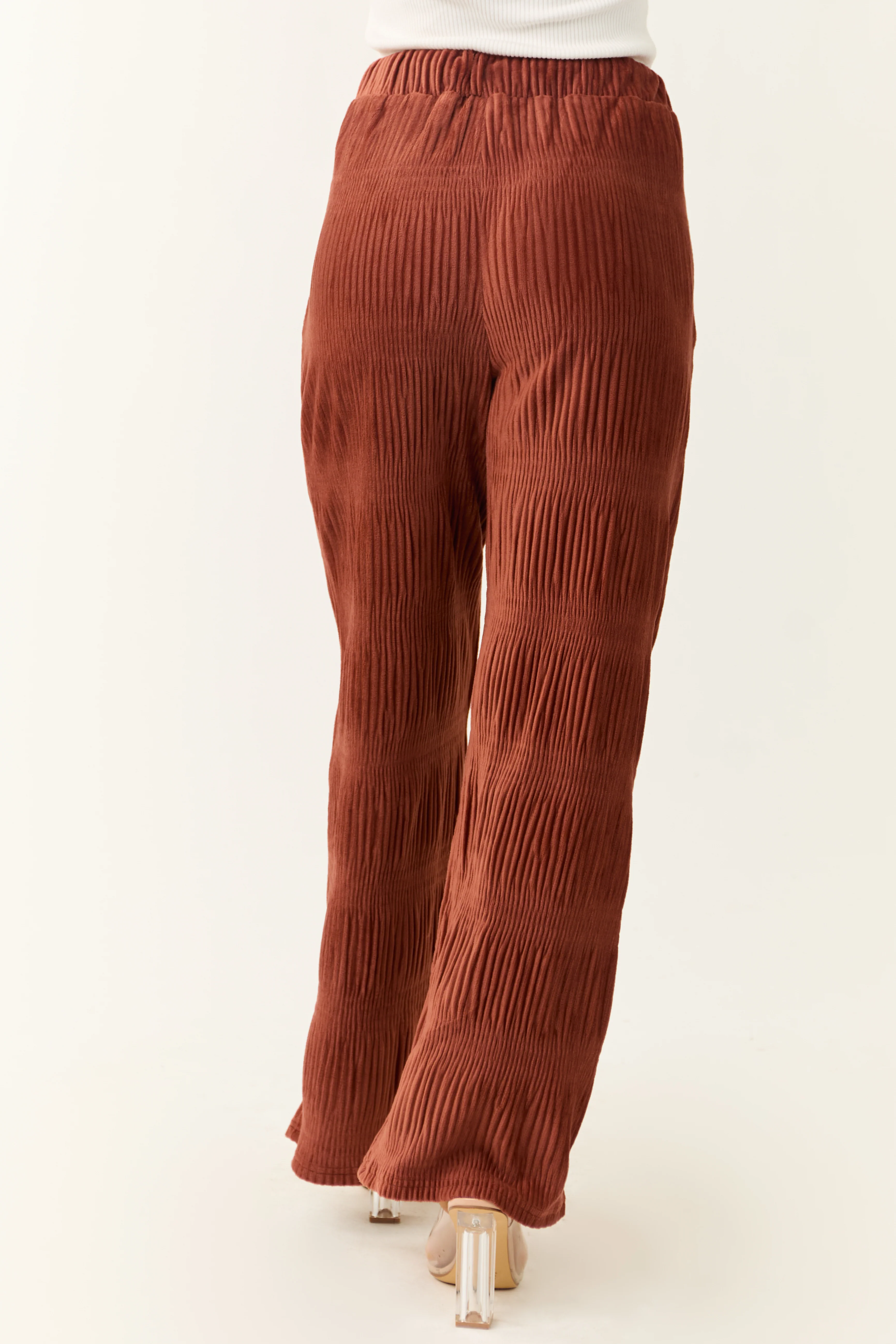 Marsala Super Soft Crinkle Velvet Wide Pants - Image 4