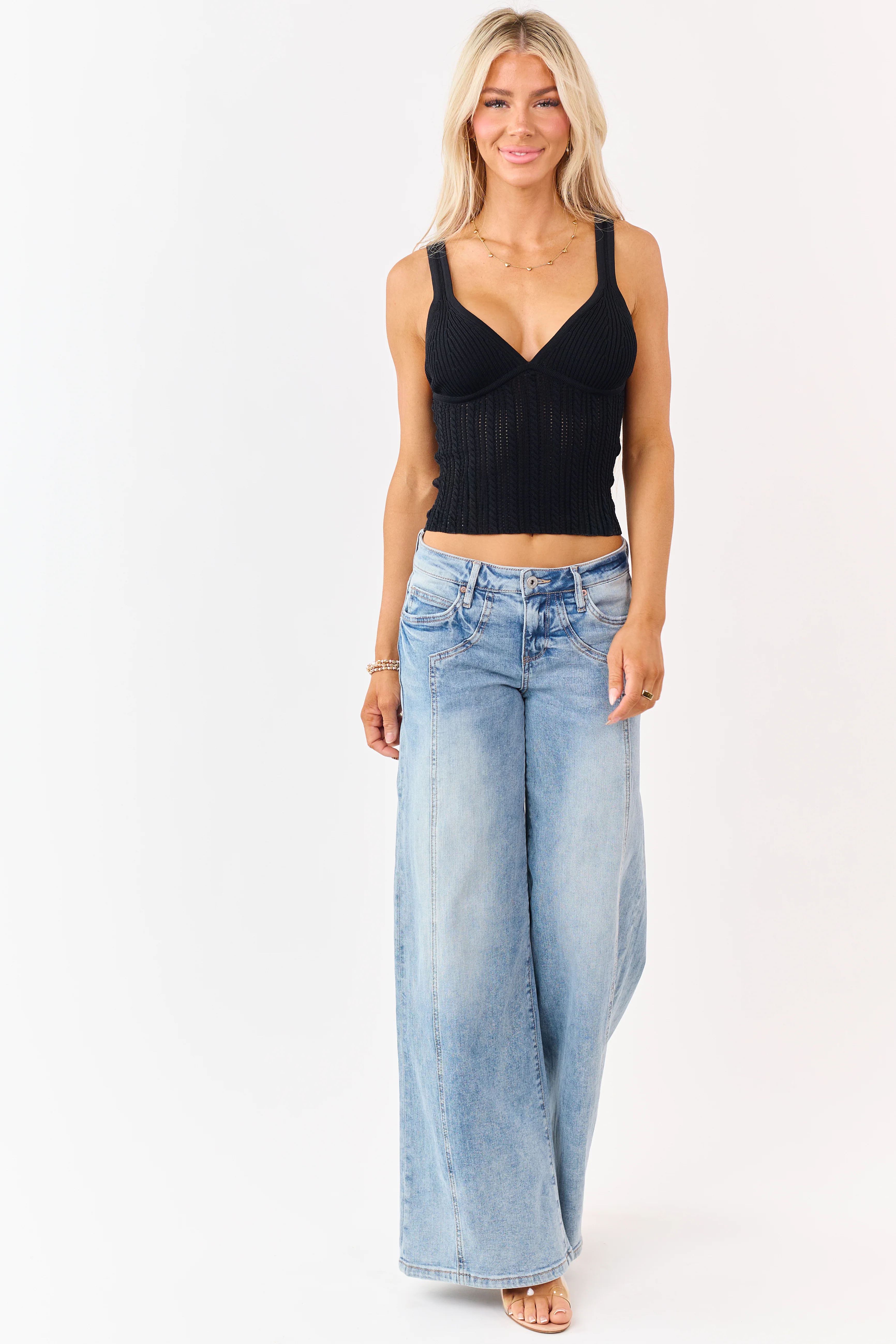 Mica Denim Medium Side Panel Wide Stretch Jeans - Image 6