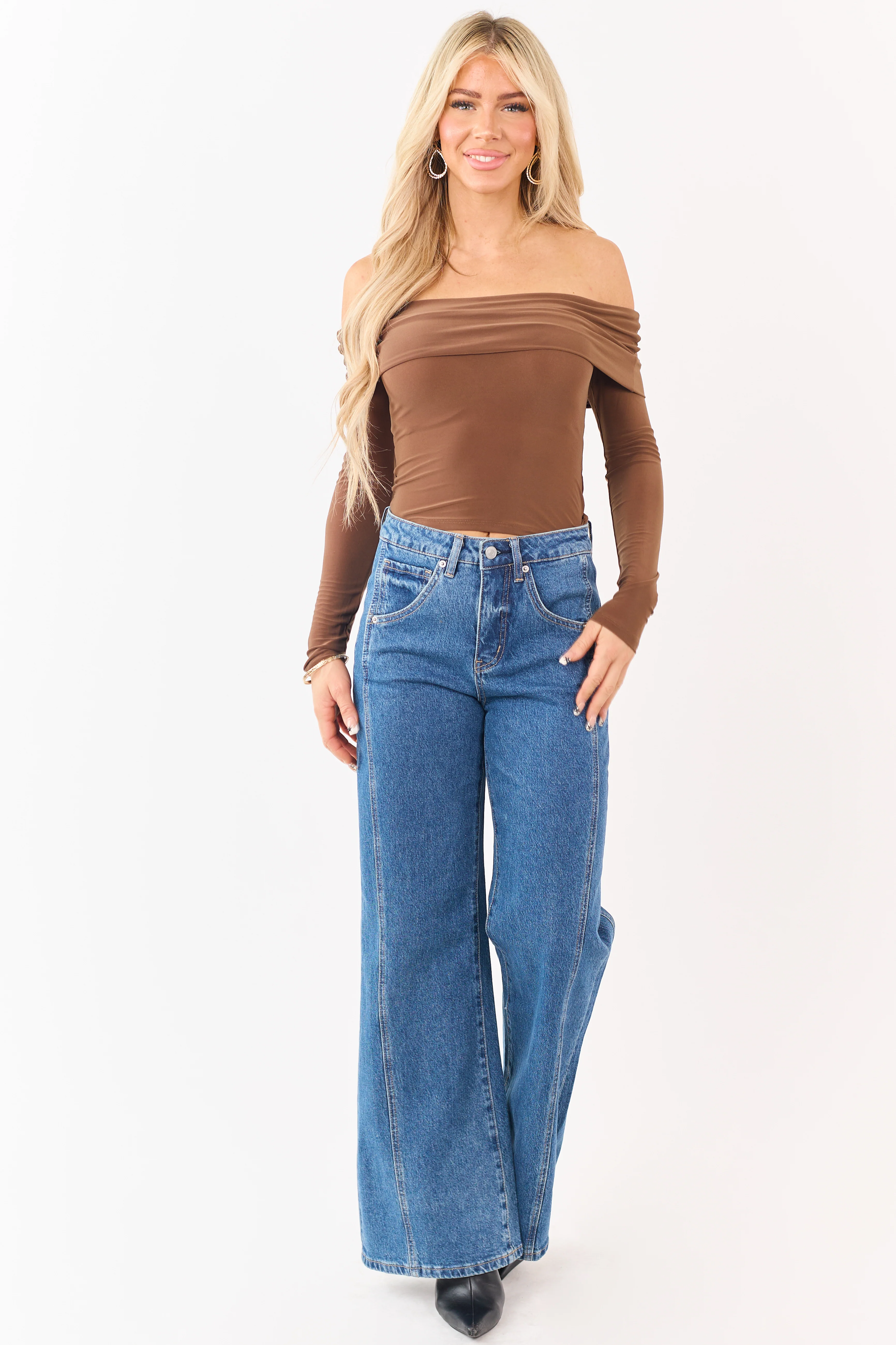 Mica Denim Medium Wash Wide Leg Tummy Control Jeans - Image 7