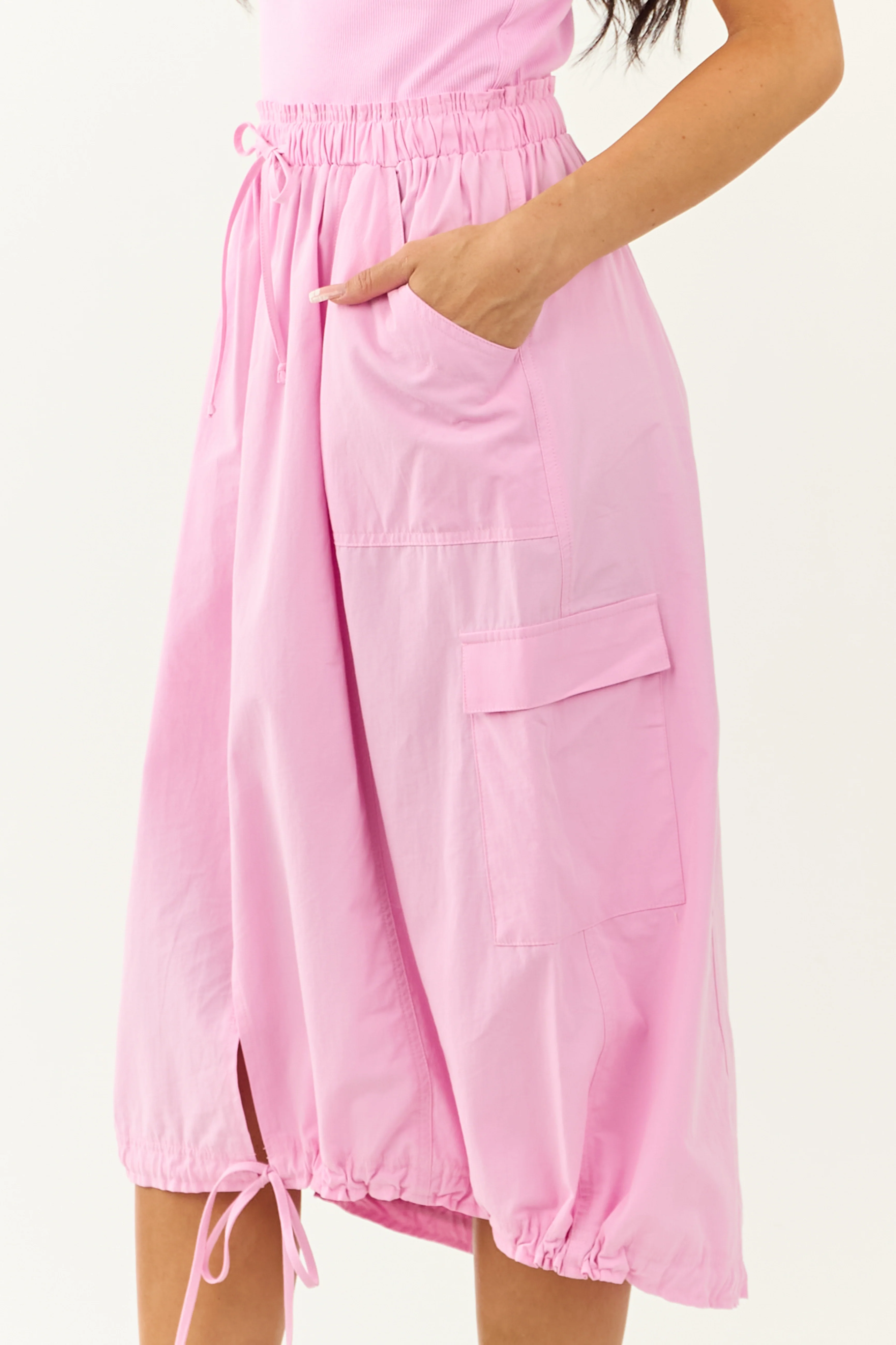 Orchid Cargo Style Sleeveless Cotton Midi Dress - Image 7