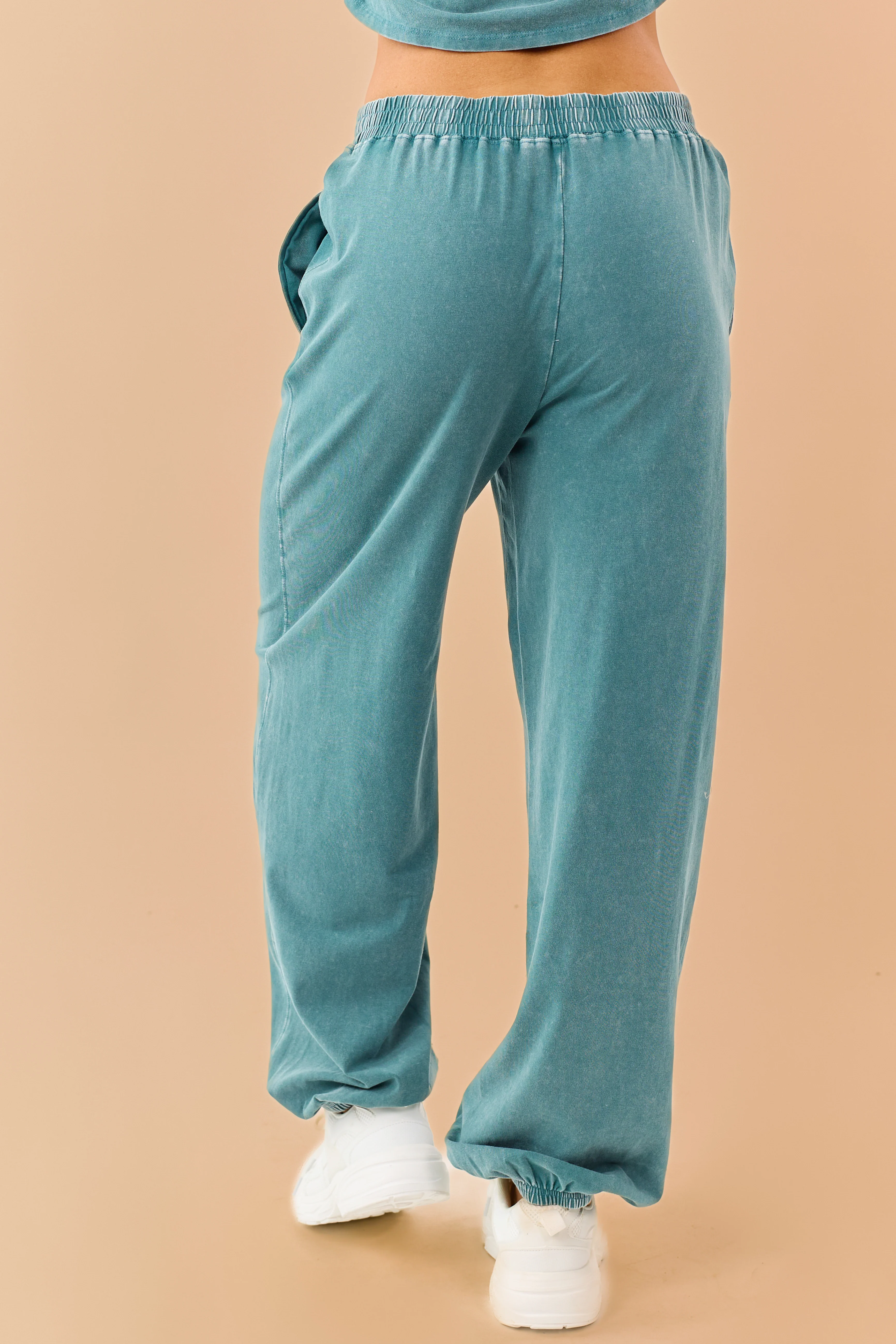 Pine Washed Wrapped Crop Top and Joggers Set - Image 7