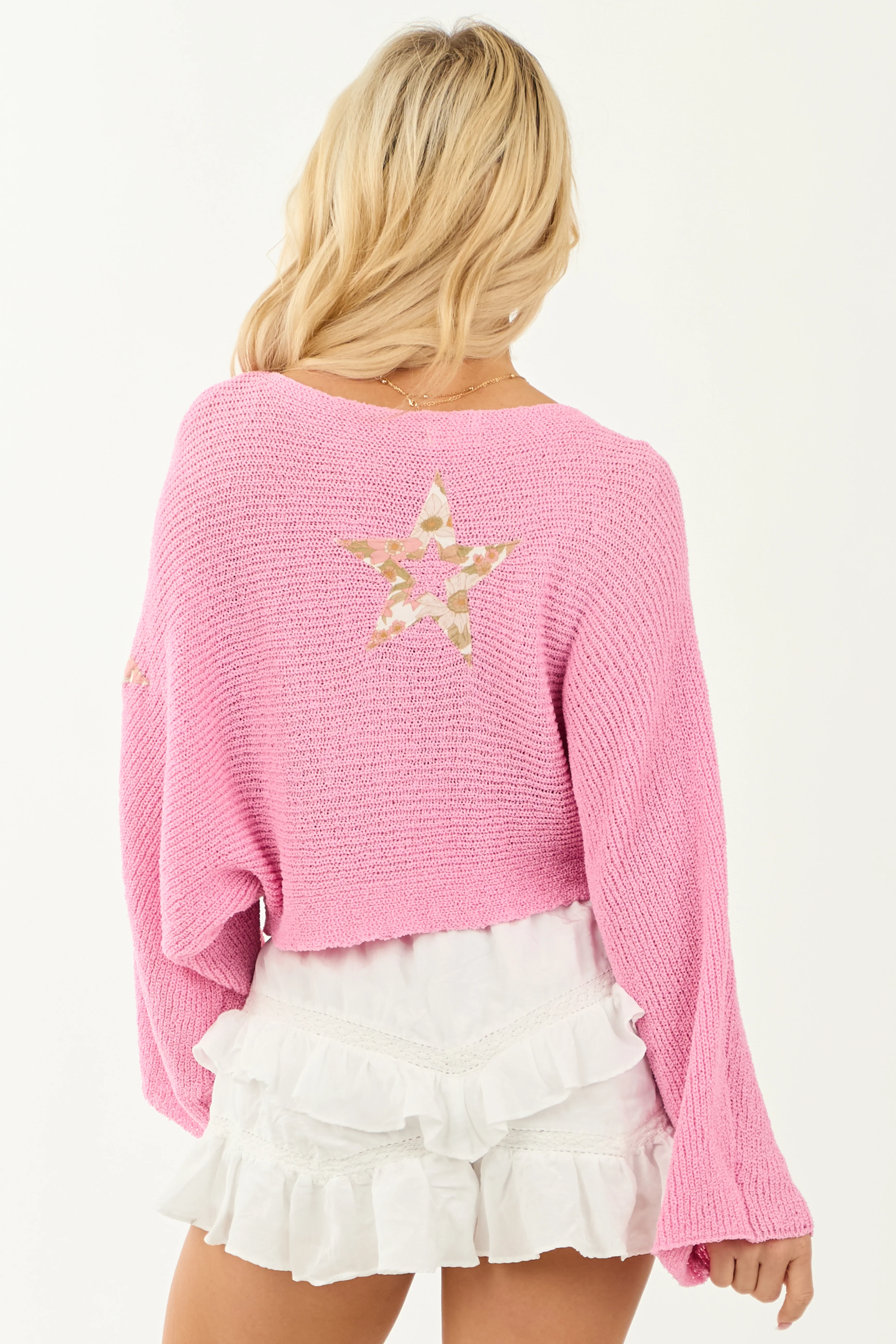 POL Bubblegum Star Patch Cropped Knit Top - Image 7