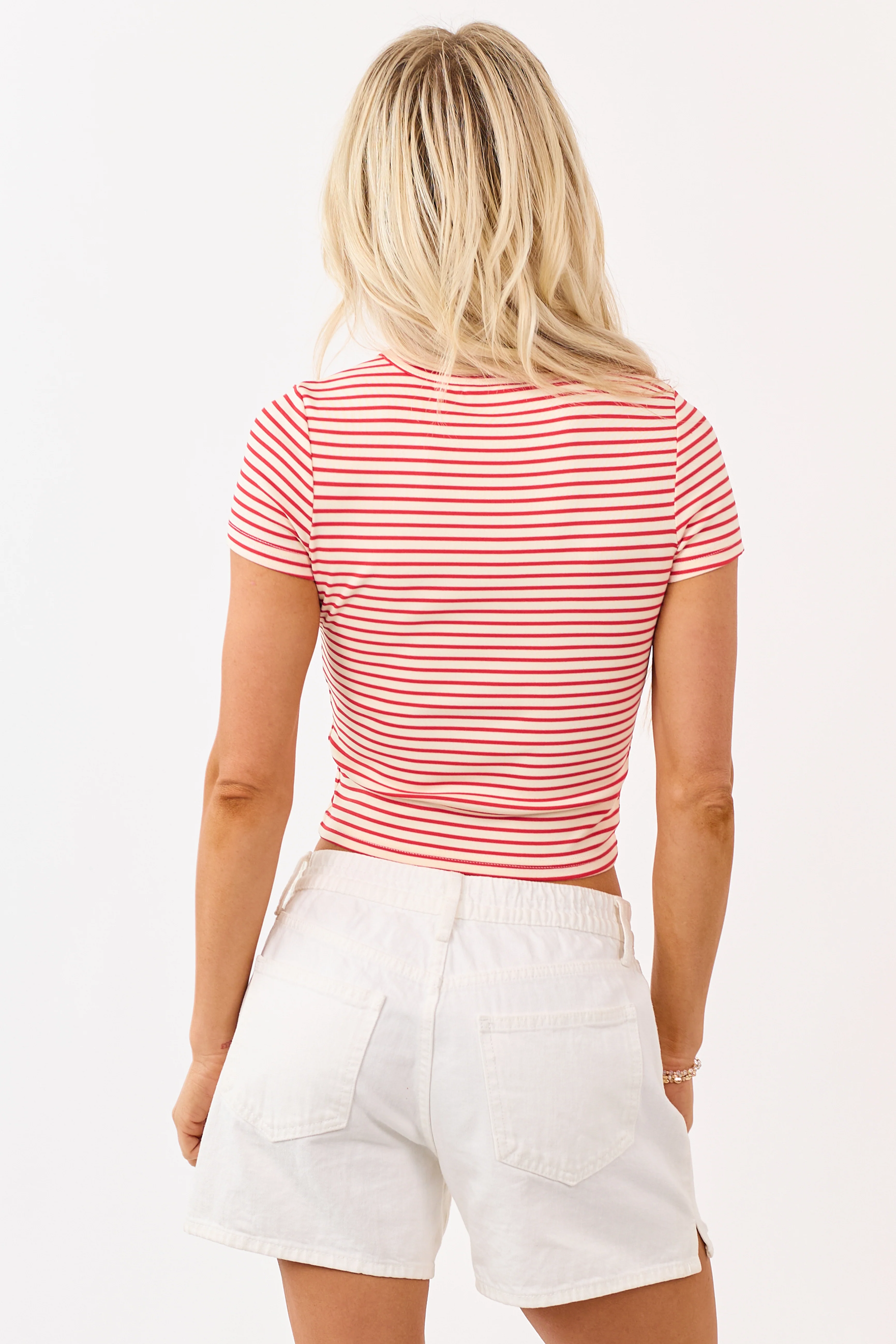 Ruby Striped Beaded Anchor Short Sleeve Knit Tee - Image 7