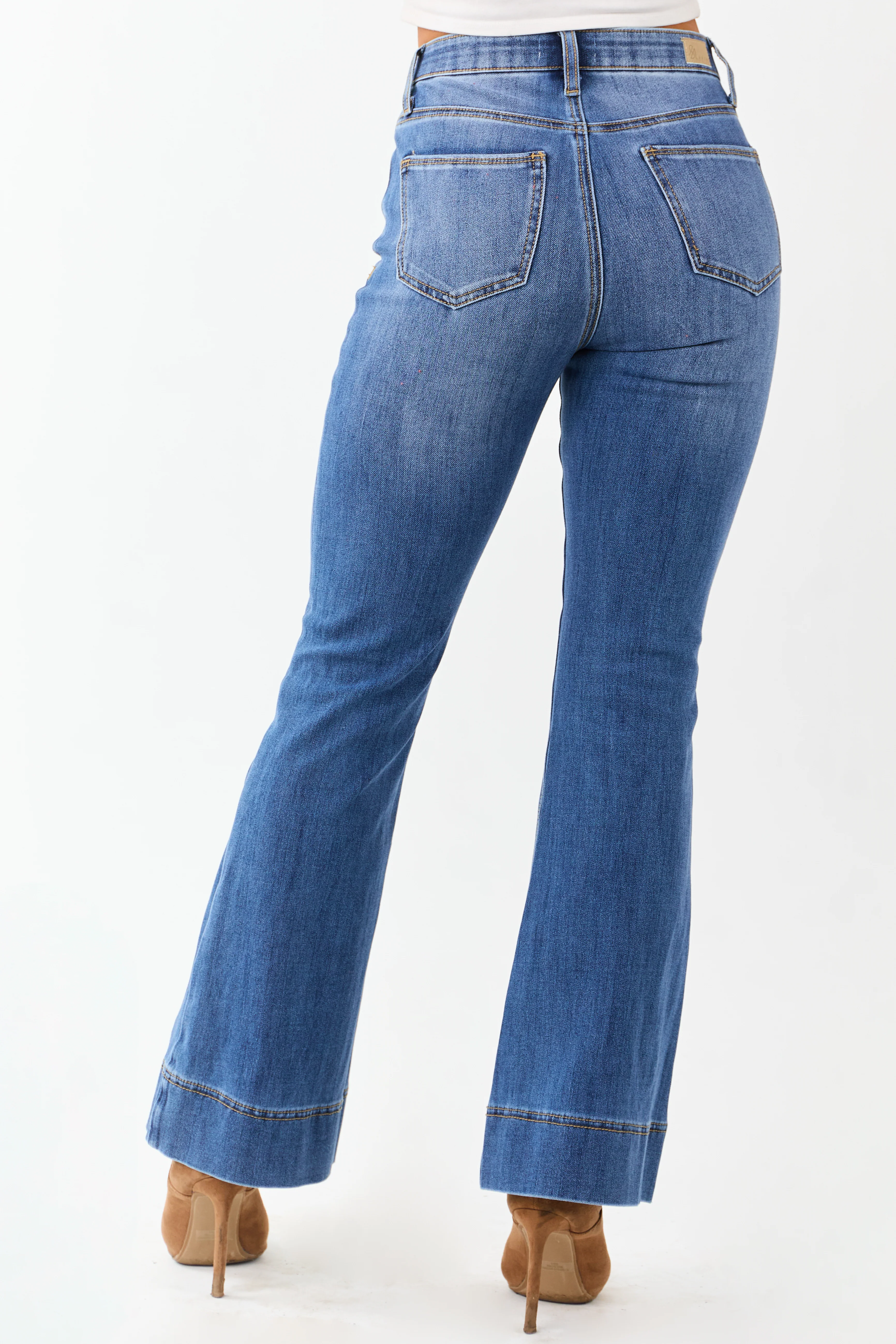 Saige Button Fly Tummy Control Stretchy Flare Jeans - Image 5