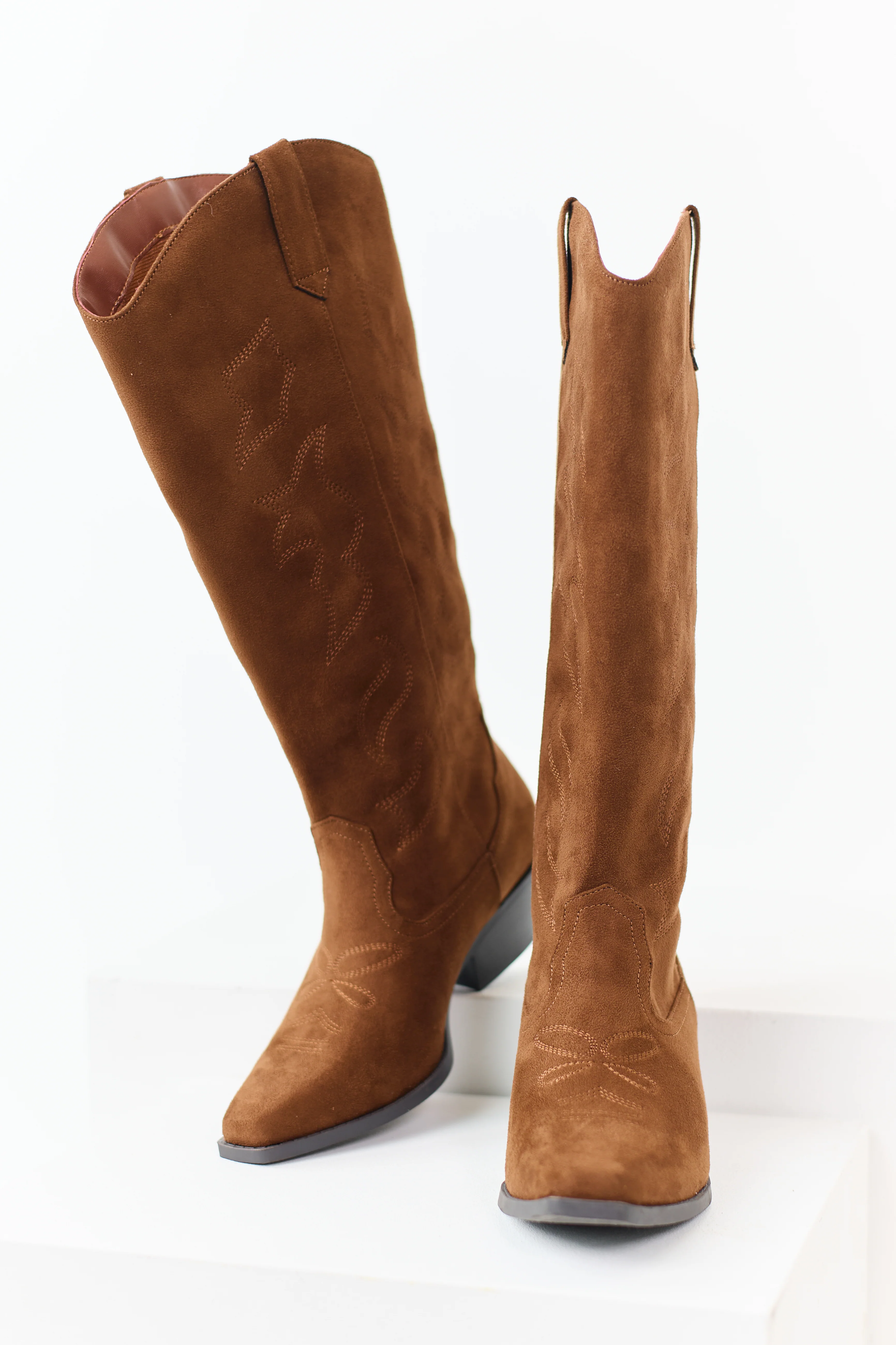 Spice Faux Suede Western Embroidered Boots