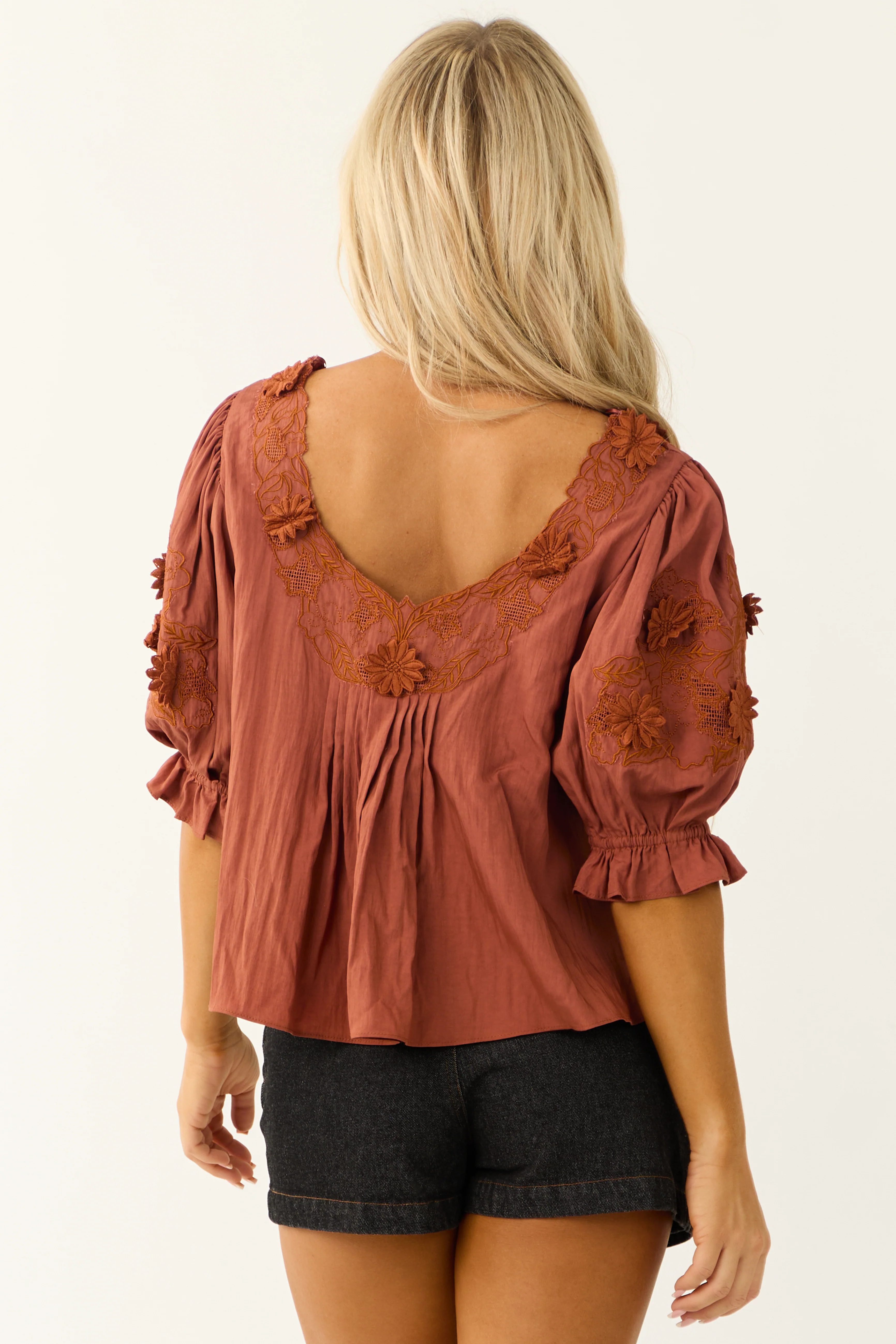Spice Floral Embellished Half Sleeve Blouse - Image 7