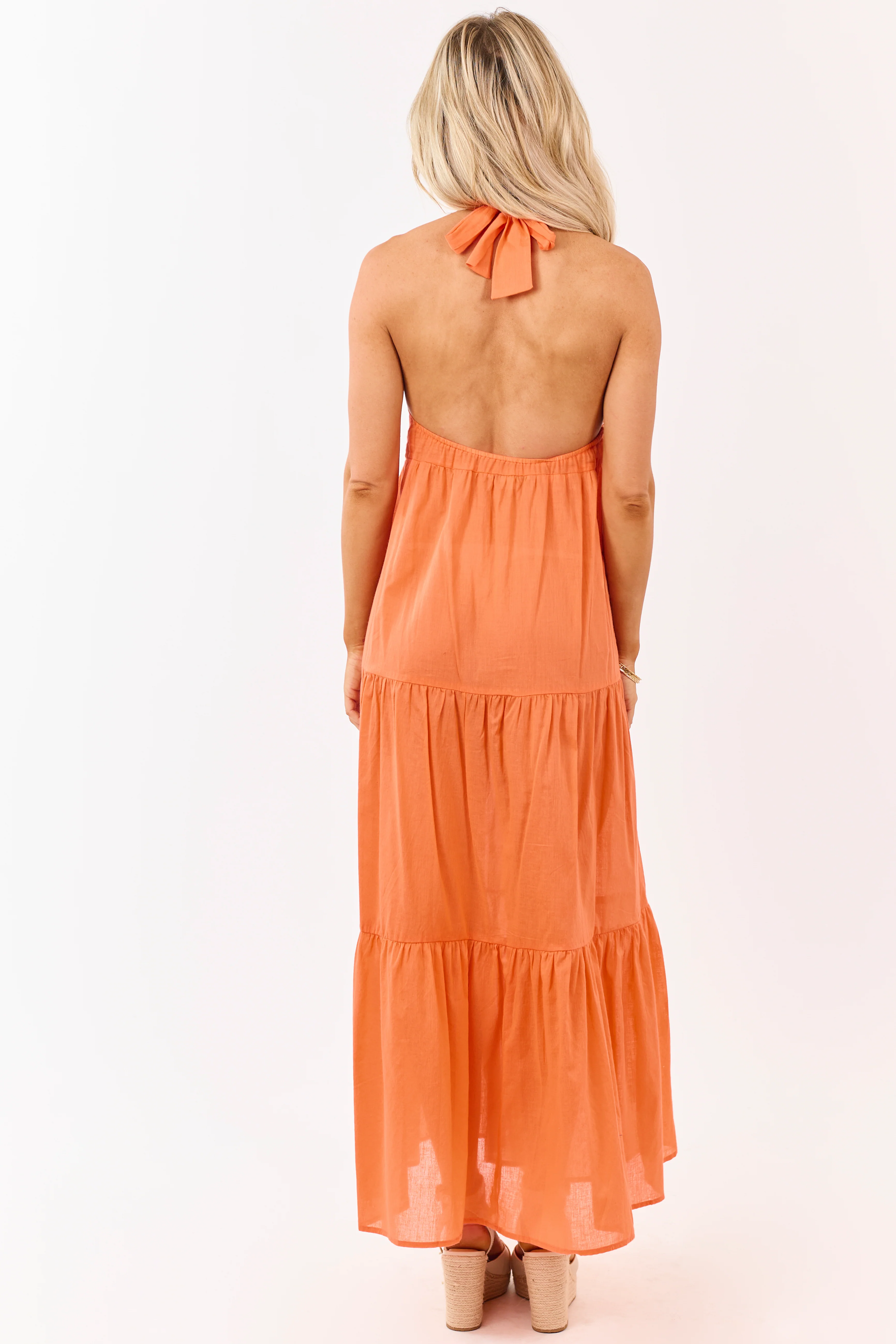 Sunset Cotton Halter Neck Cover Up Maxi Dress - Image 5