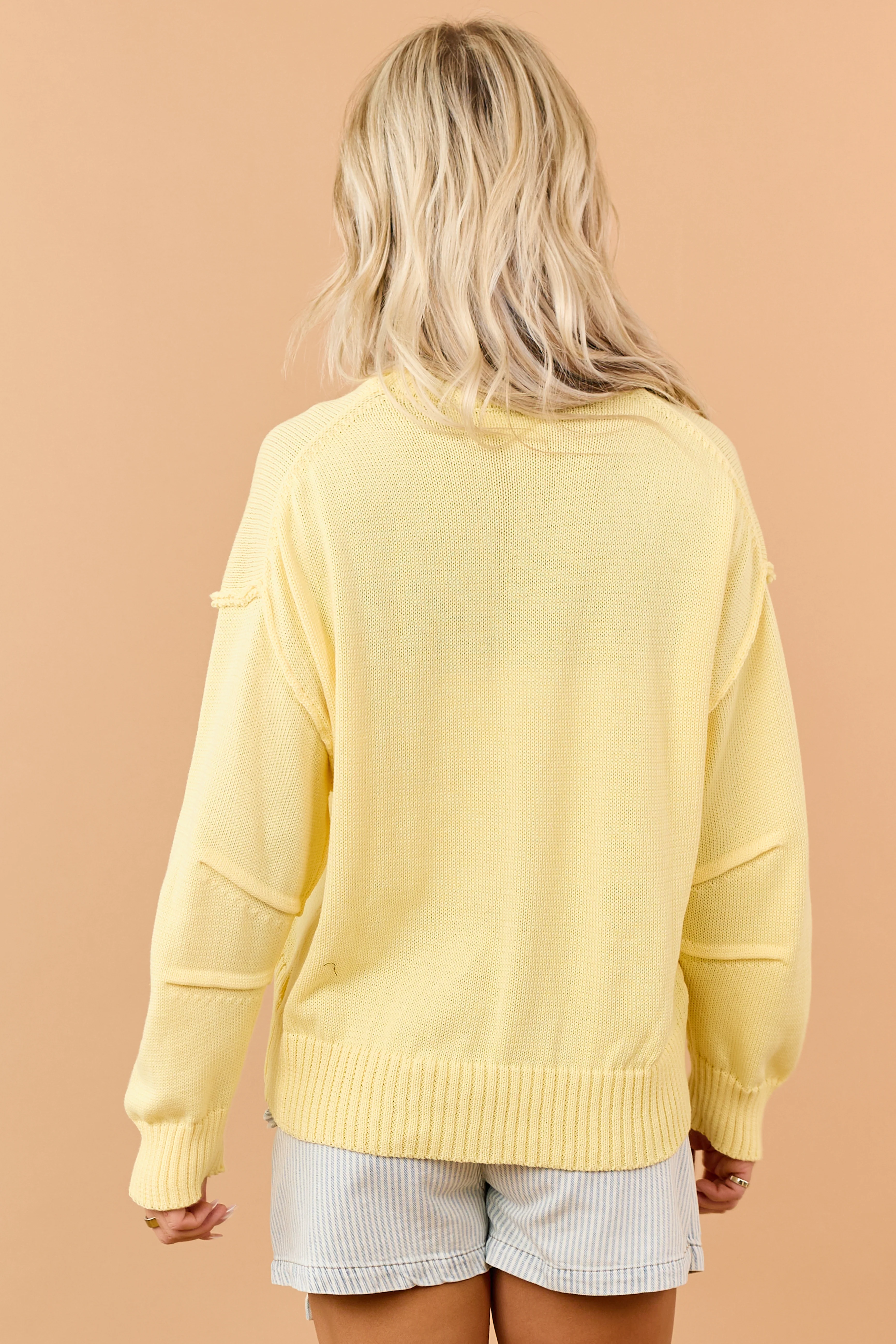 Sunshine Rib Knit Exposed Seam Long Sleeve Sweater - Image 5