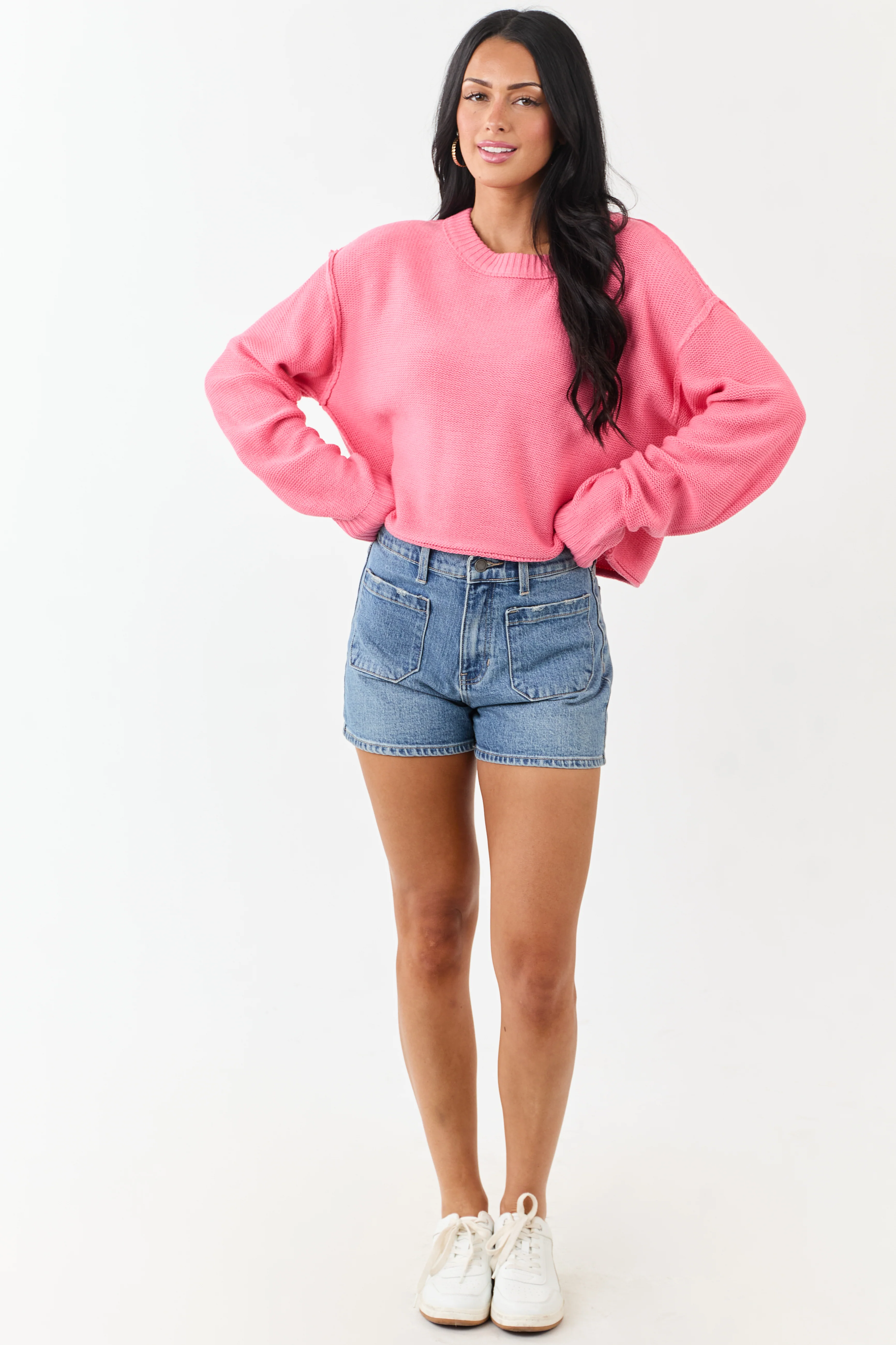 Watermelon Long Sleeve Relaxed Knit Sweater - Image 3